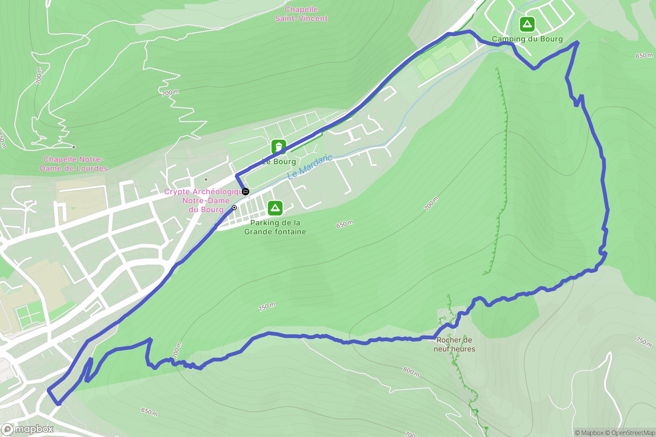 Digne-les-Bains : carte du parcours de randonnée - France