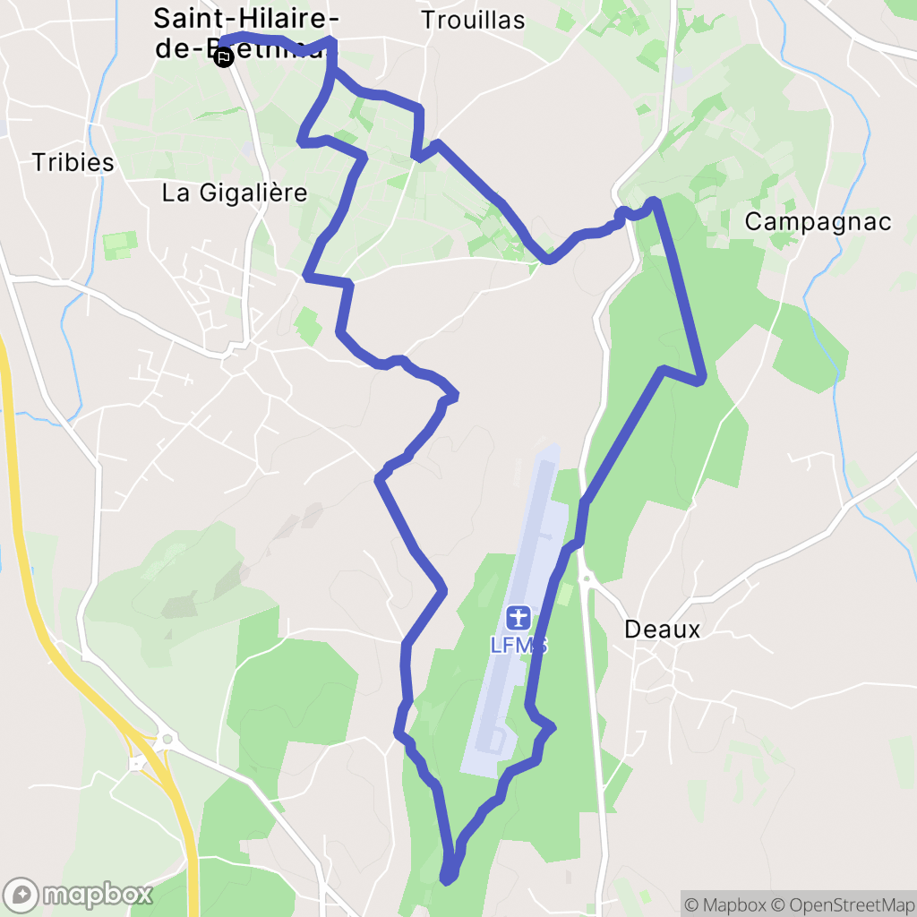 Saint Hilaire de Brethmas : carte du parcours de randonnée - France