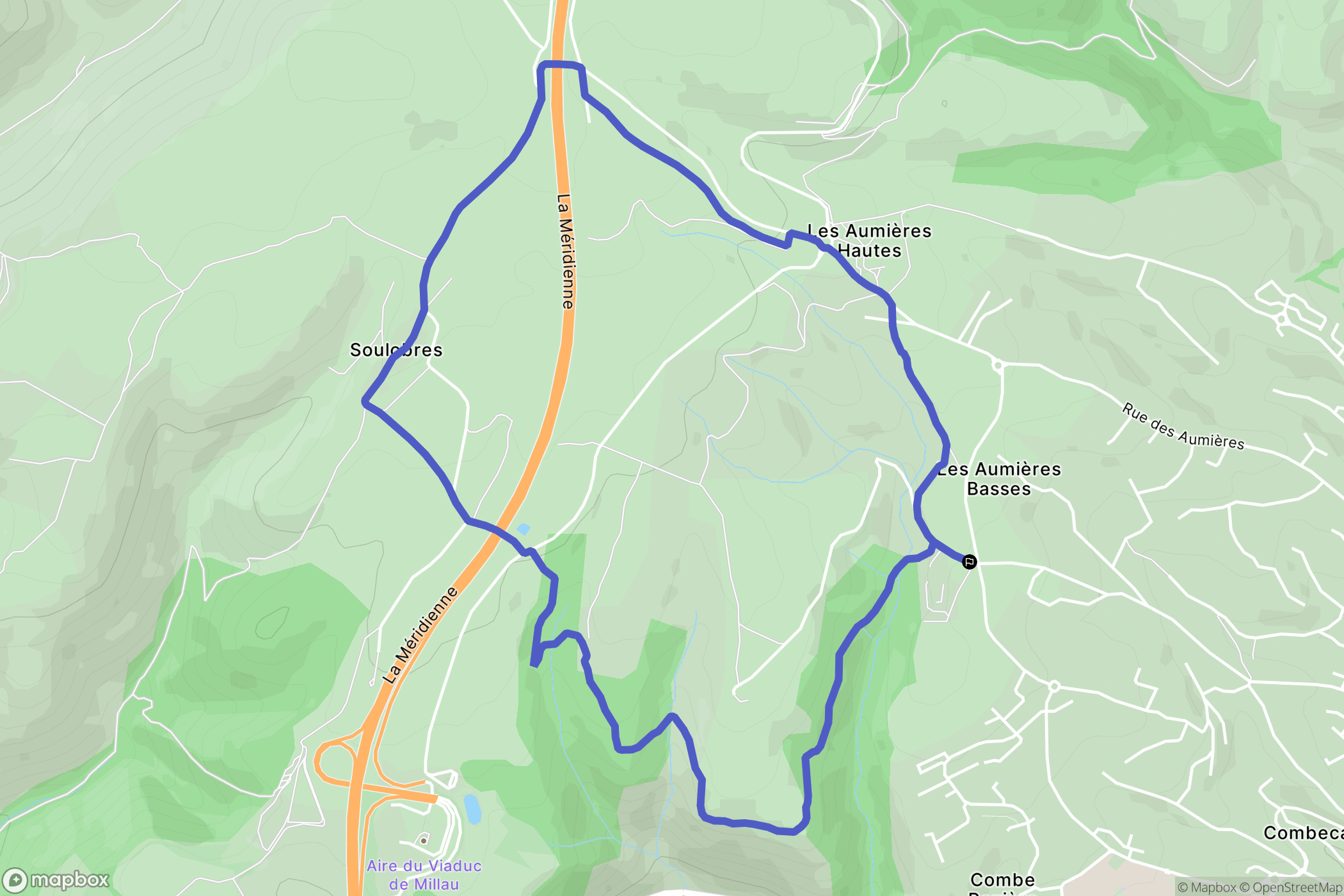 Millau : carte du parcours de randonnée - France