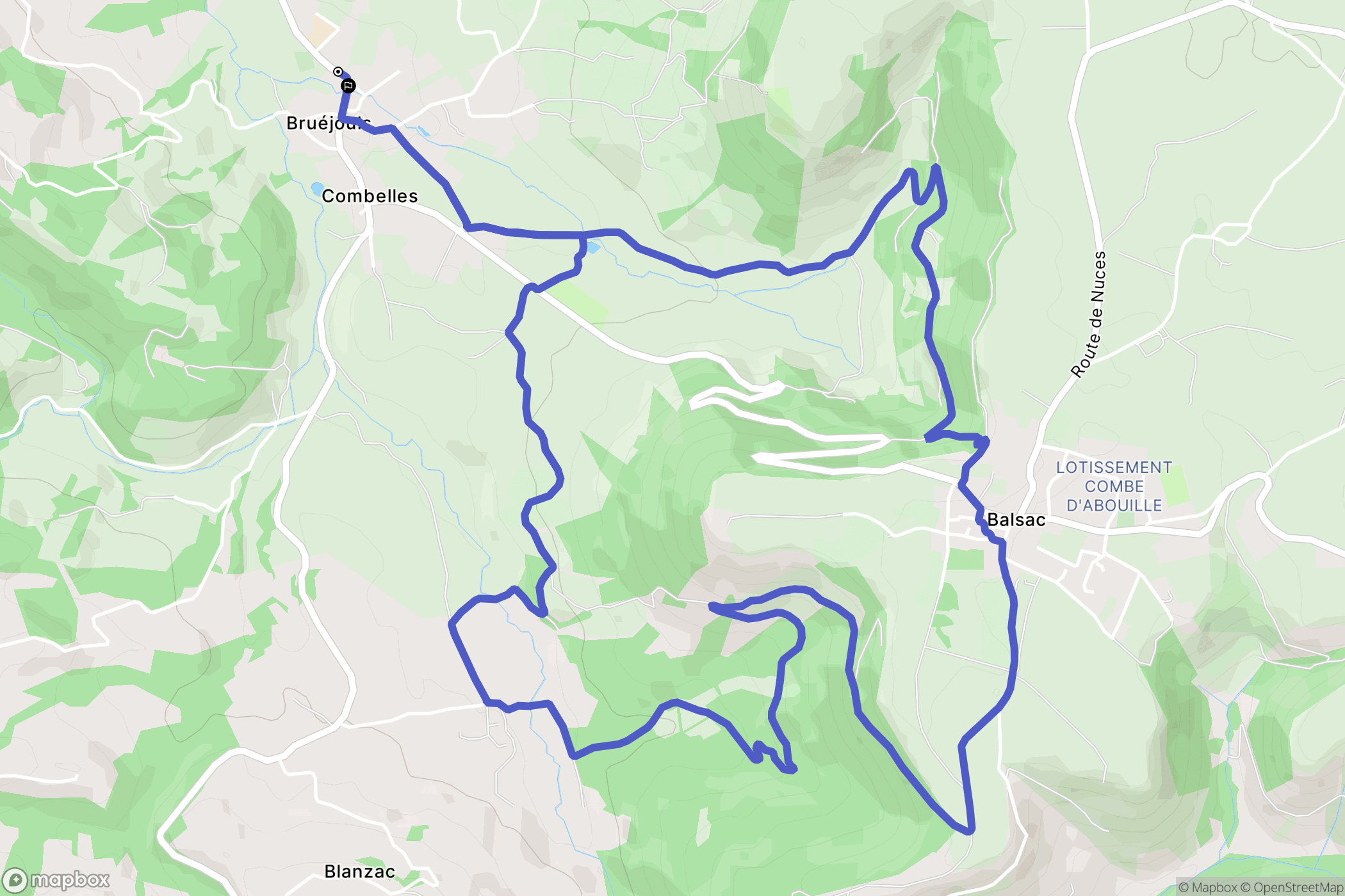 Clairvaux-d'Aveyron : carte du parcours de randonnée - France