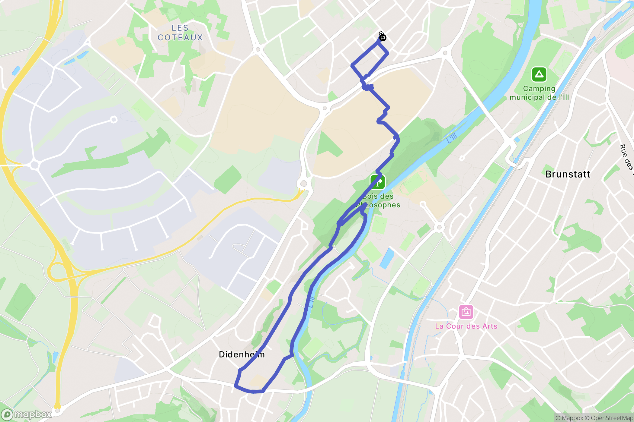 Mulhouse : carte du parcours de randonnée - France