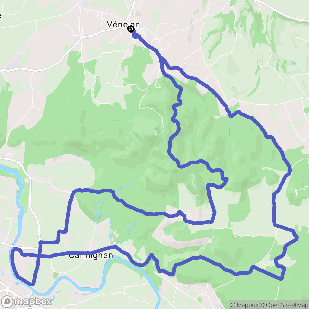Vénéjan : carte du parcours de randonnée - France