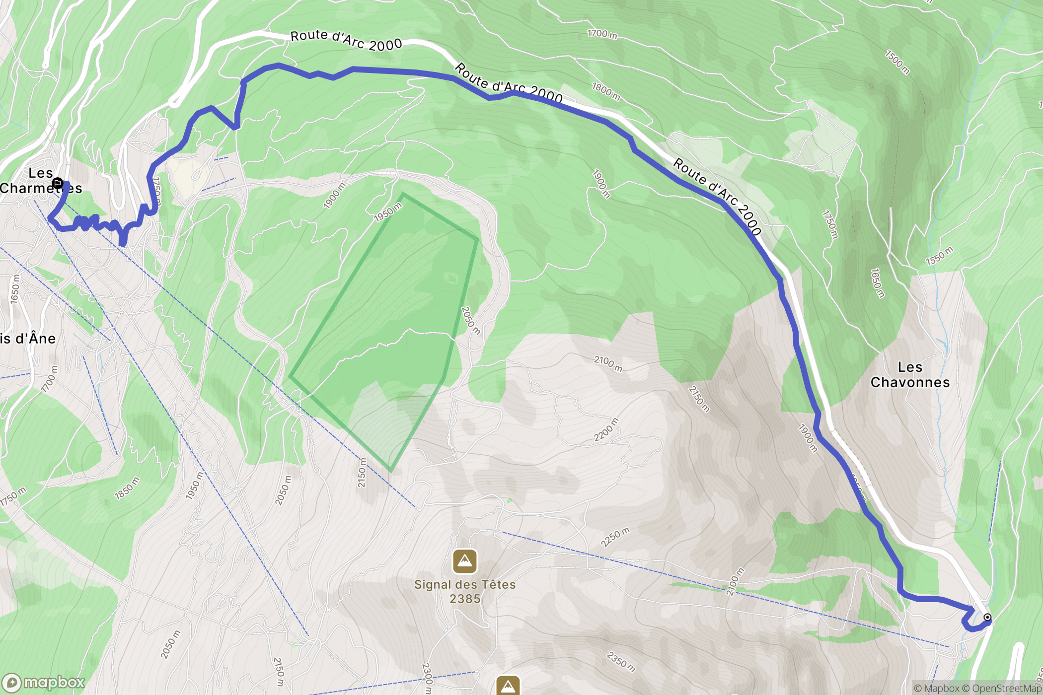 Bourg-Saint-Maurice : carte du parcours de randonnée - France