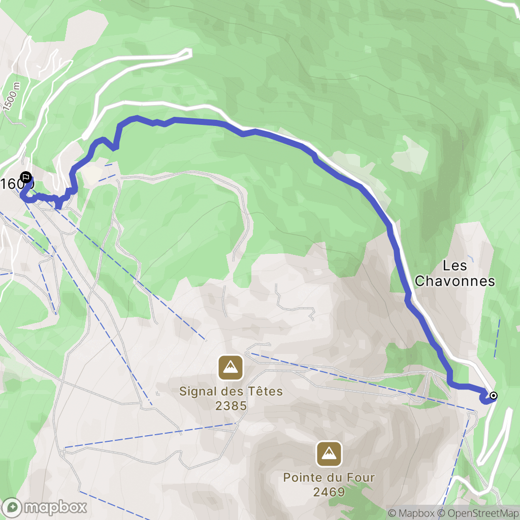 Bourg-Saint-Maurice : carte du parcours de randonnée - France