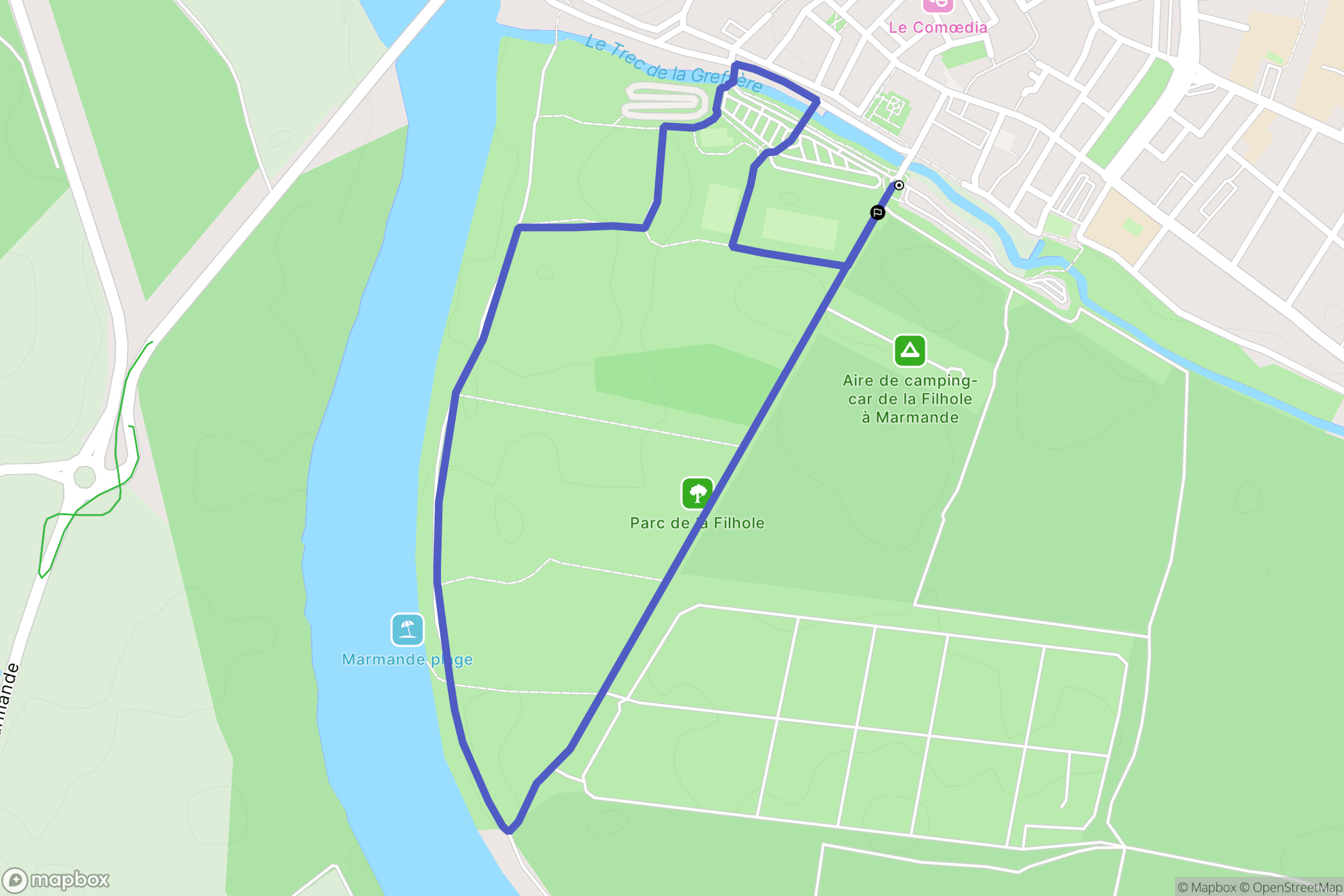 Marmande : carte du parcours de randonnée - France