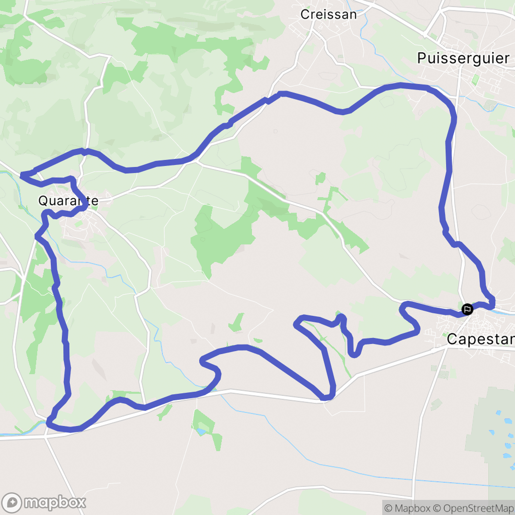 Capestang : carte du parcours de randonnée - France