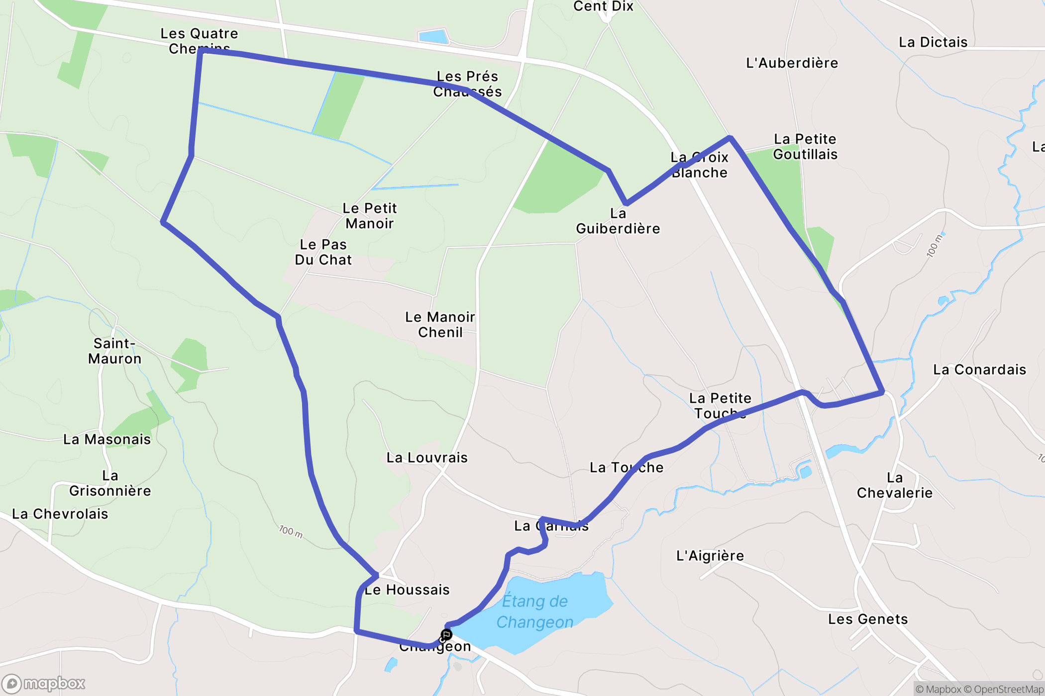 Livré-sur-Changeon : carte du parcours de randonnée - France