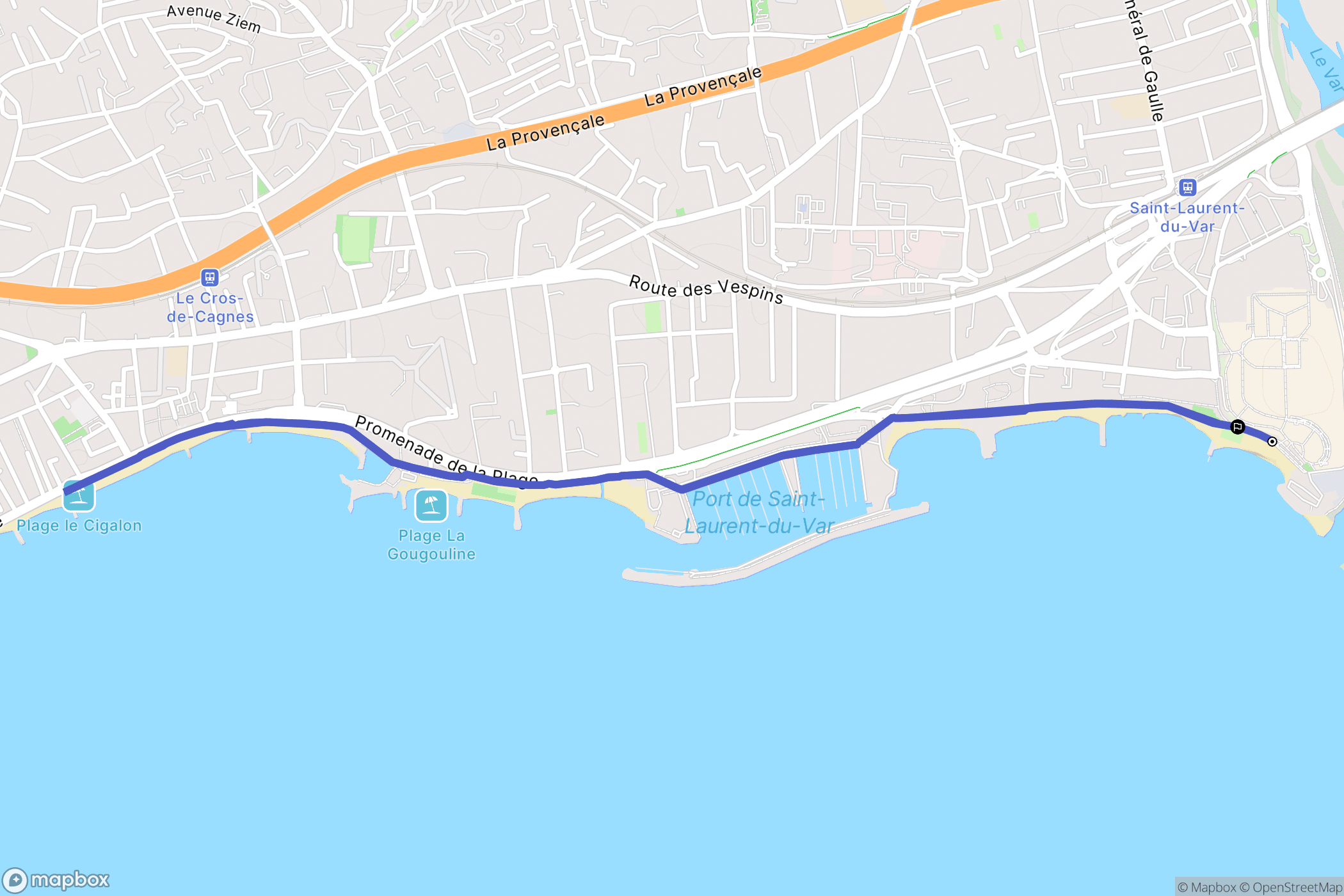 Saint-Laurent-du-Var : carte du parcours de randonnée - France