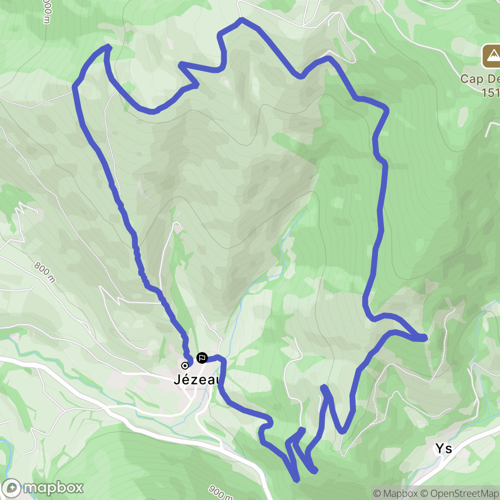 Jézeau : carte du parcours de randonnée - France