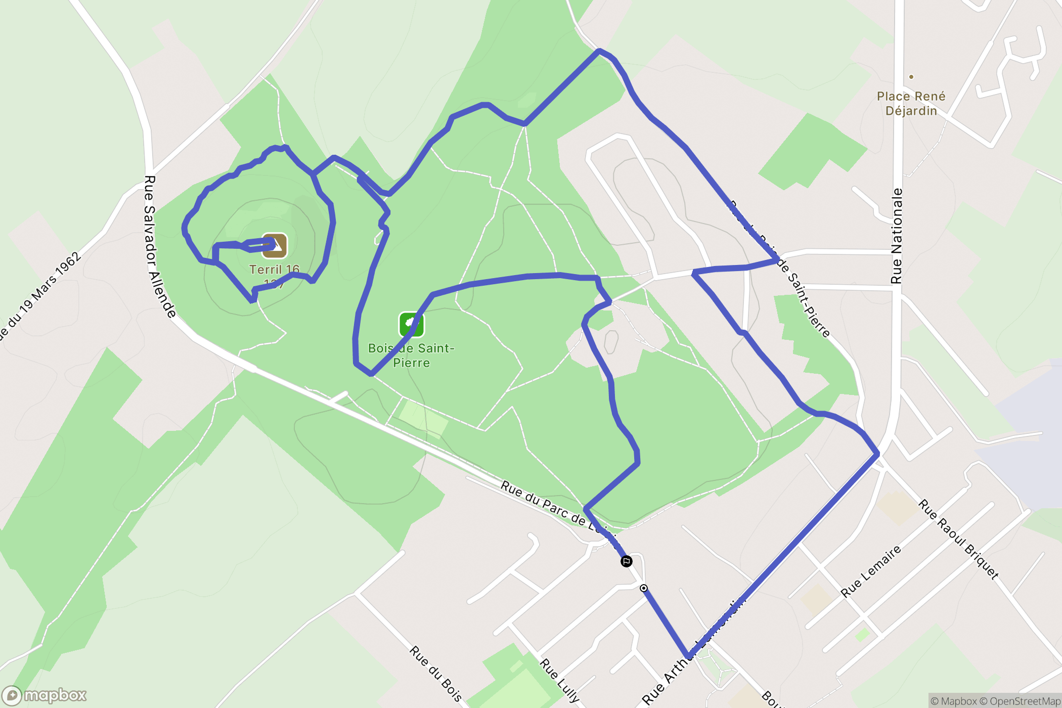 Auchel : carte du parcours de randonnée - France