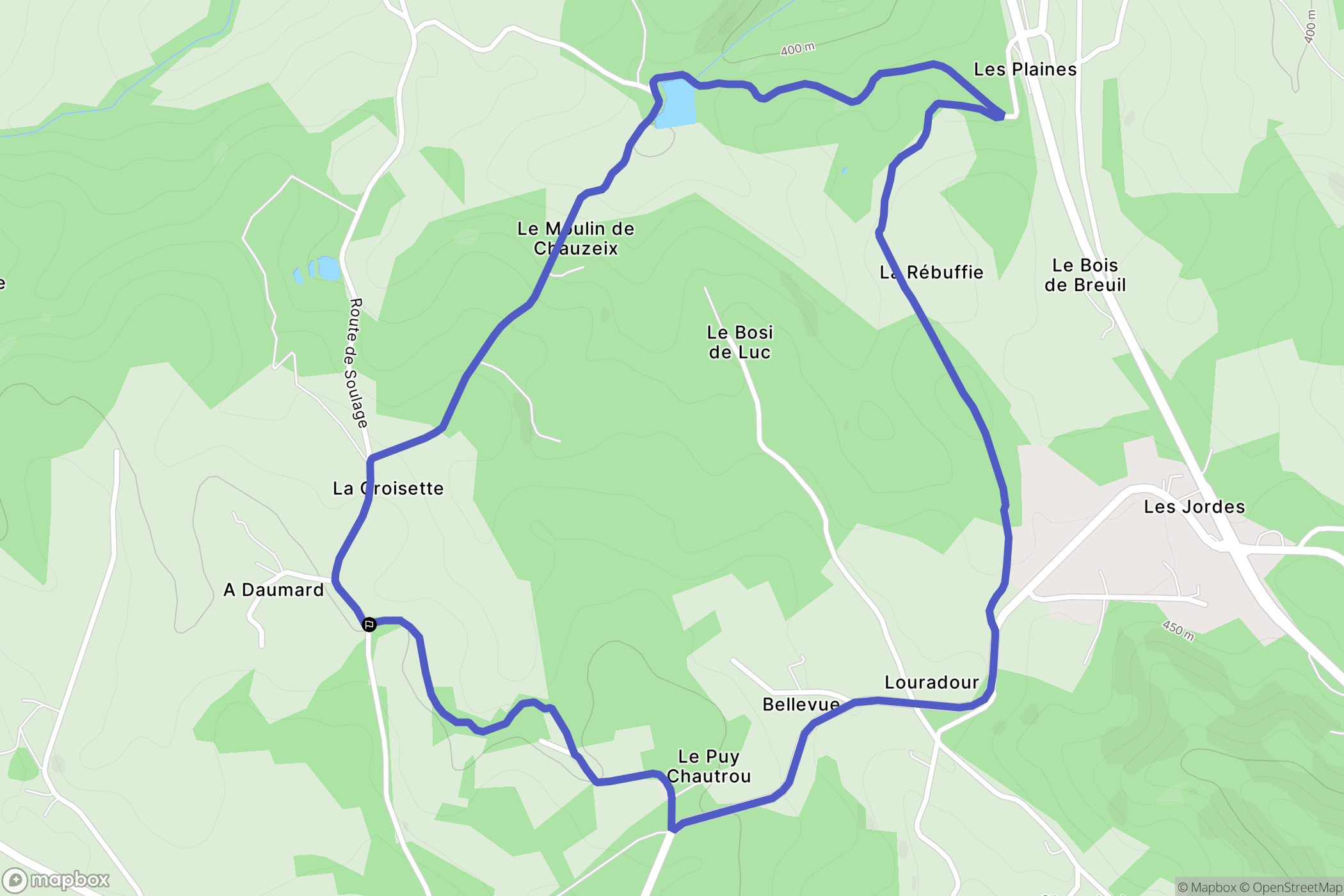 Lagarde-Marc-la-Tour : carte du parcours de randonnée - France