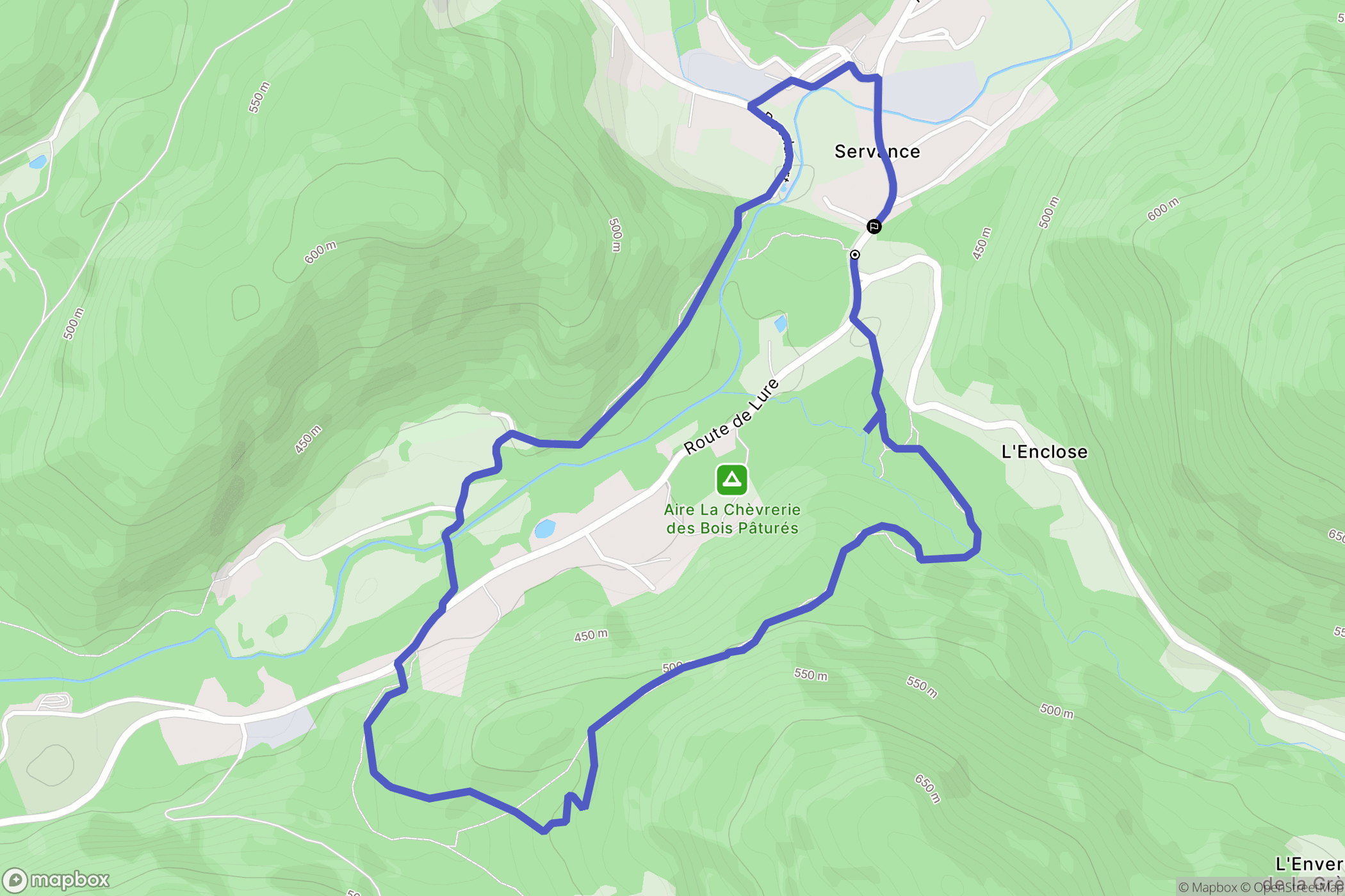 Servance-Miellin : carte du parcours de randonnée - France