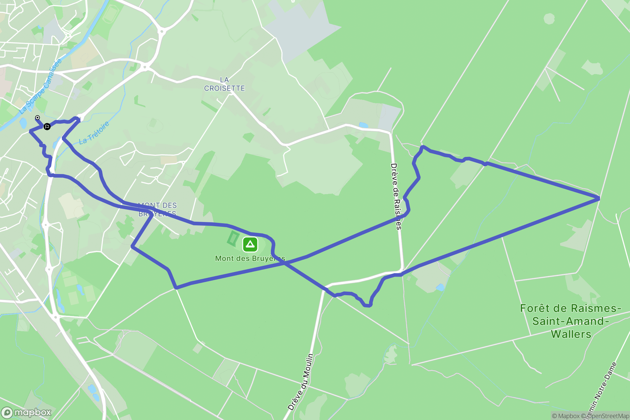 Saint-Amand-les-Eaux : carte du parcours de randonnée - France