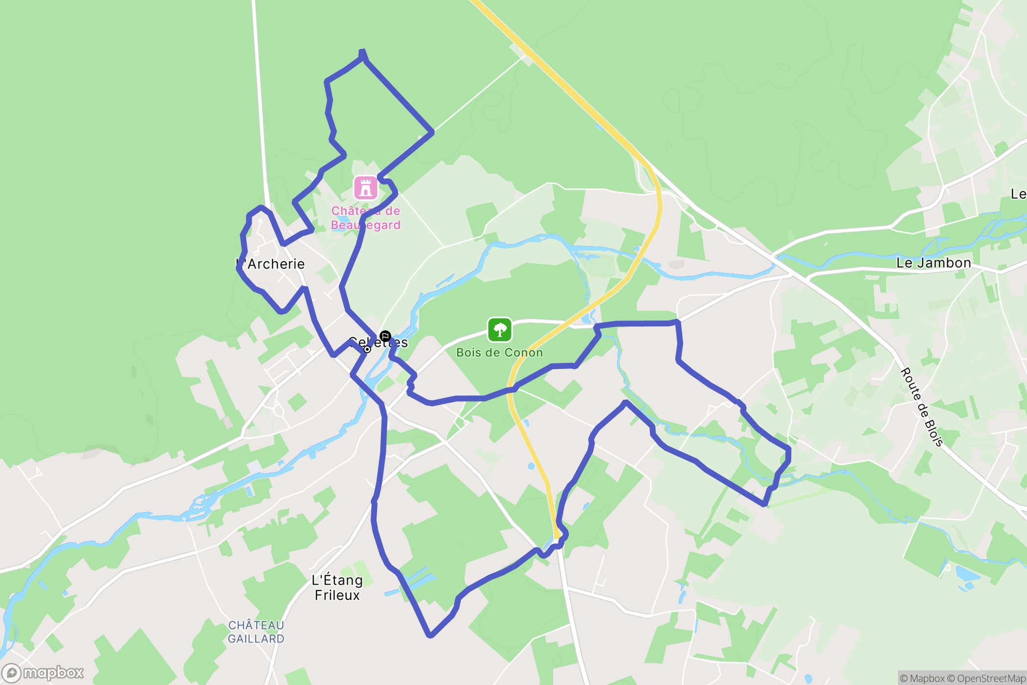 Cellettes : carte du parcours de randonnée - France