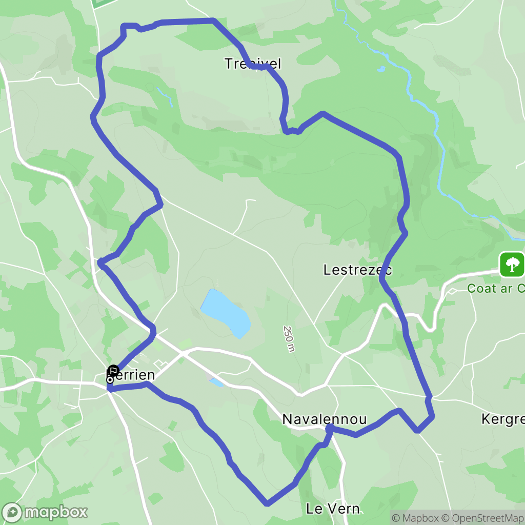 Berrien : carte du parcours de randonnée - France
