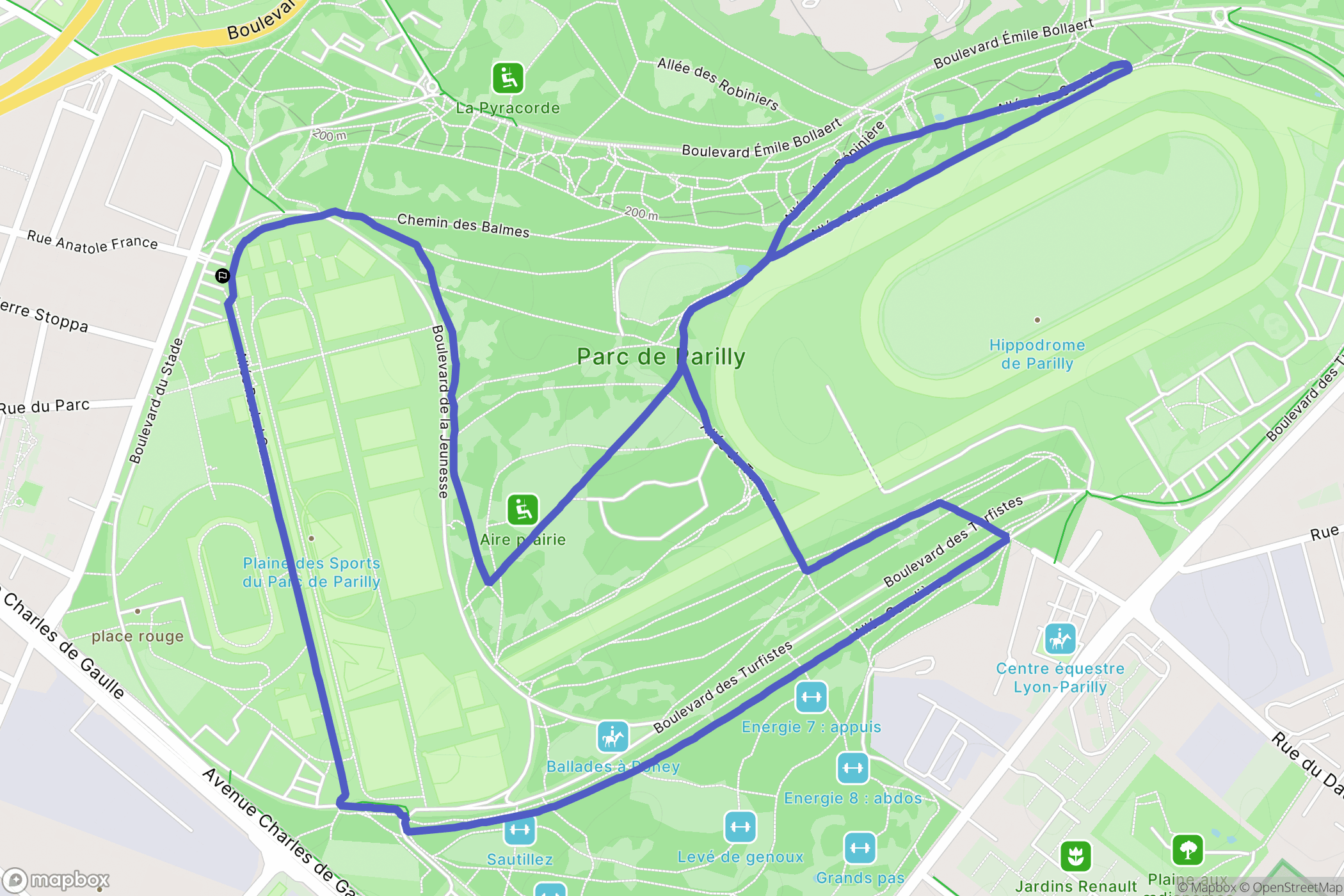 Vénissieux : carte du parcours de randonnée - France