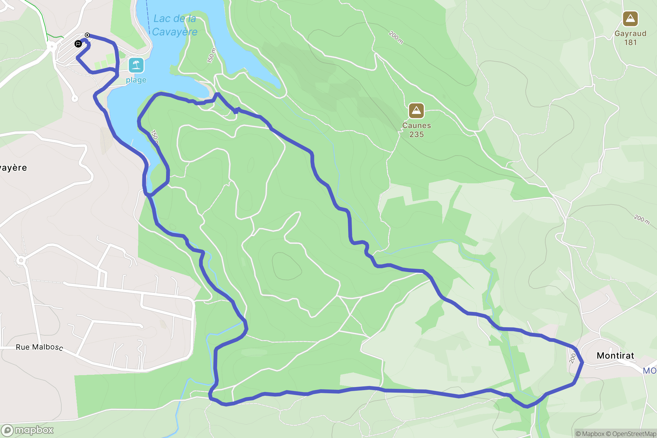 La Cavayère : carte du parcours de randonnée - France