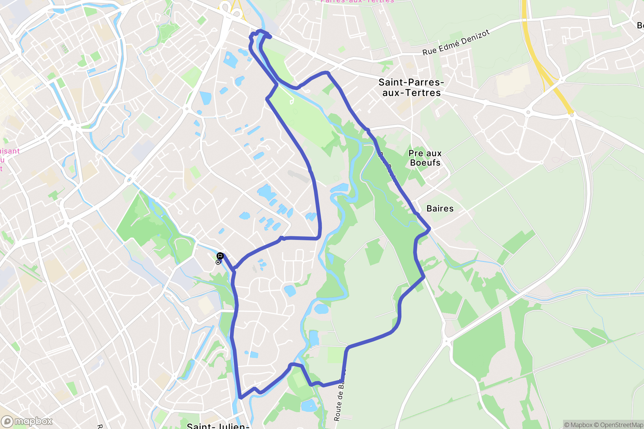 Troyes : carte du parcours de randonnée - France