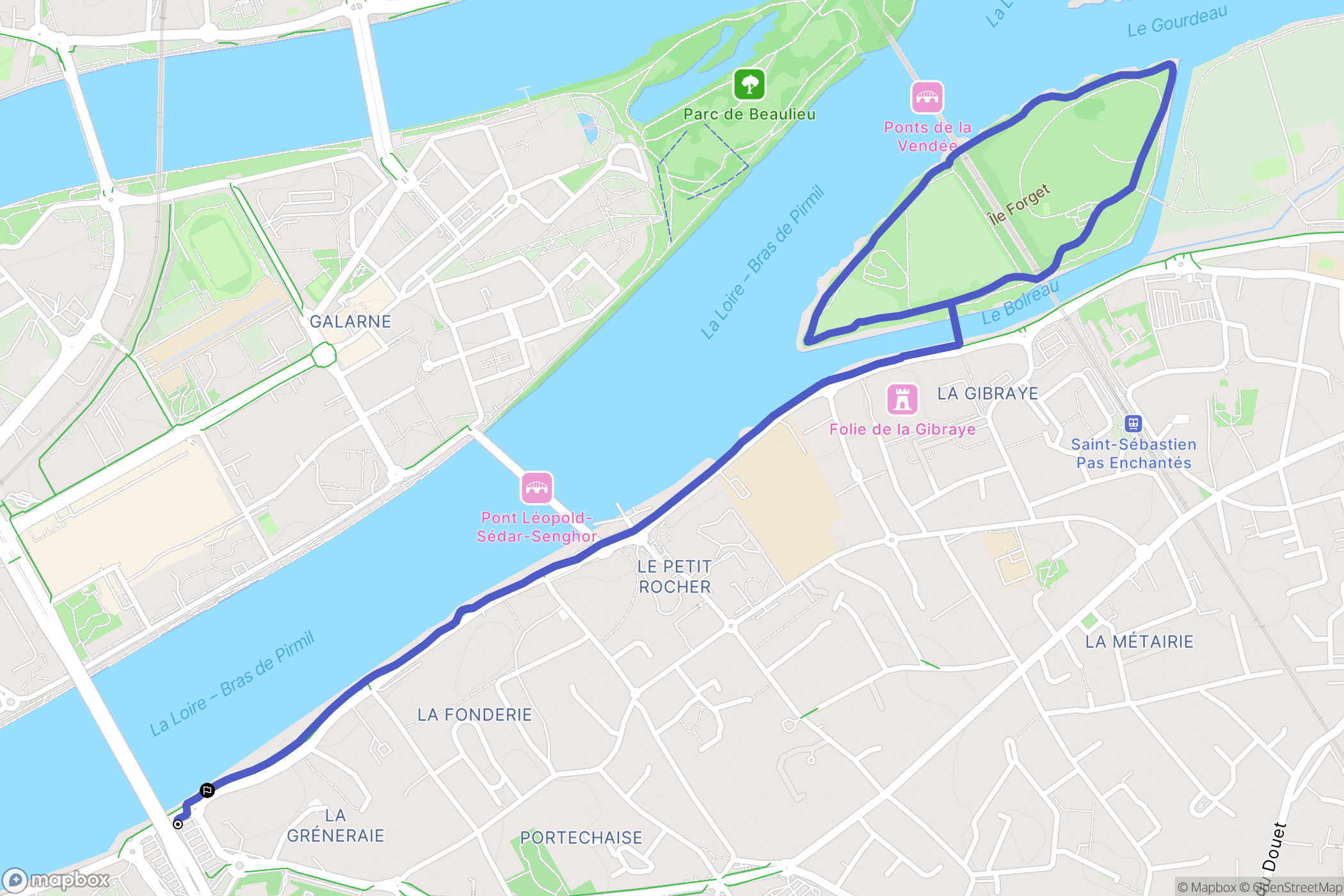 Nantes : carte du parcours de randonnée - France