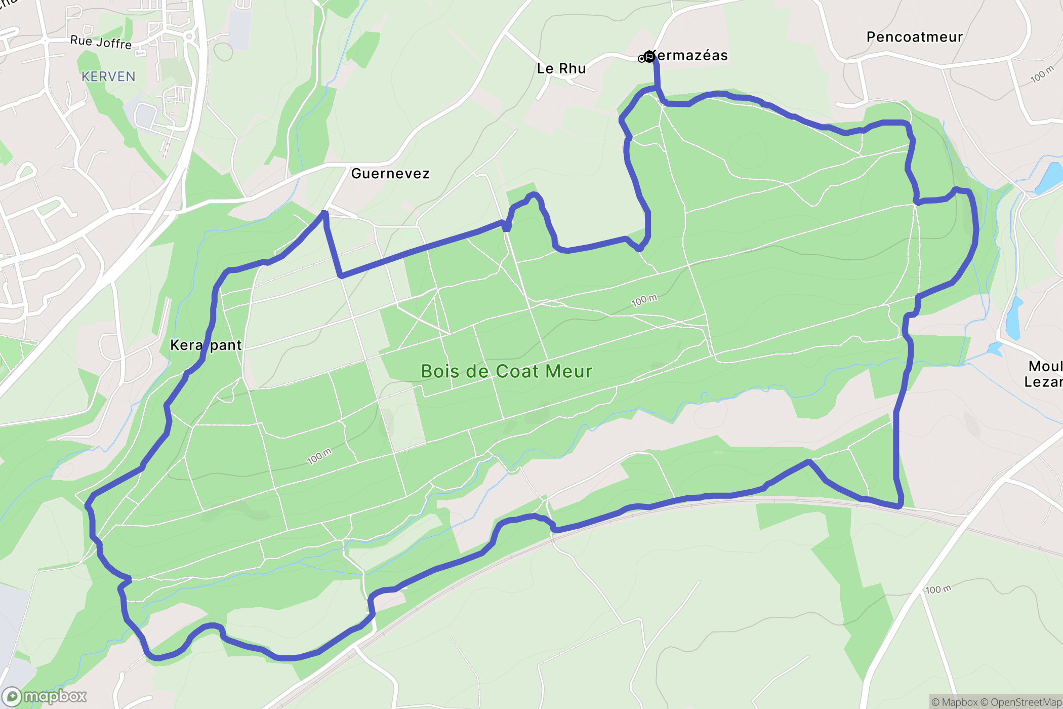 Landivisiau : carte du parcours de randonnée - France