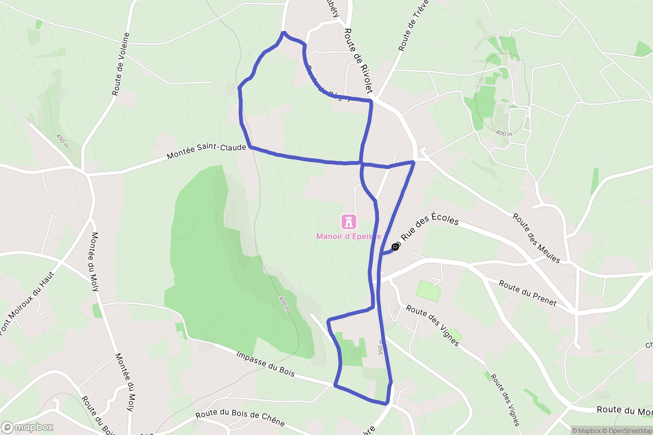 Cogny : carte du parcours de randonnée - France