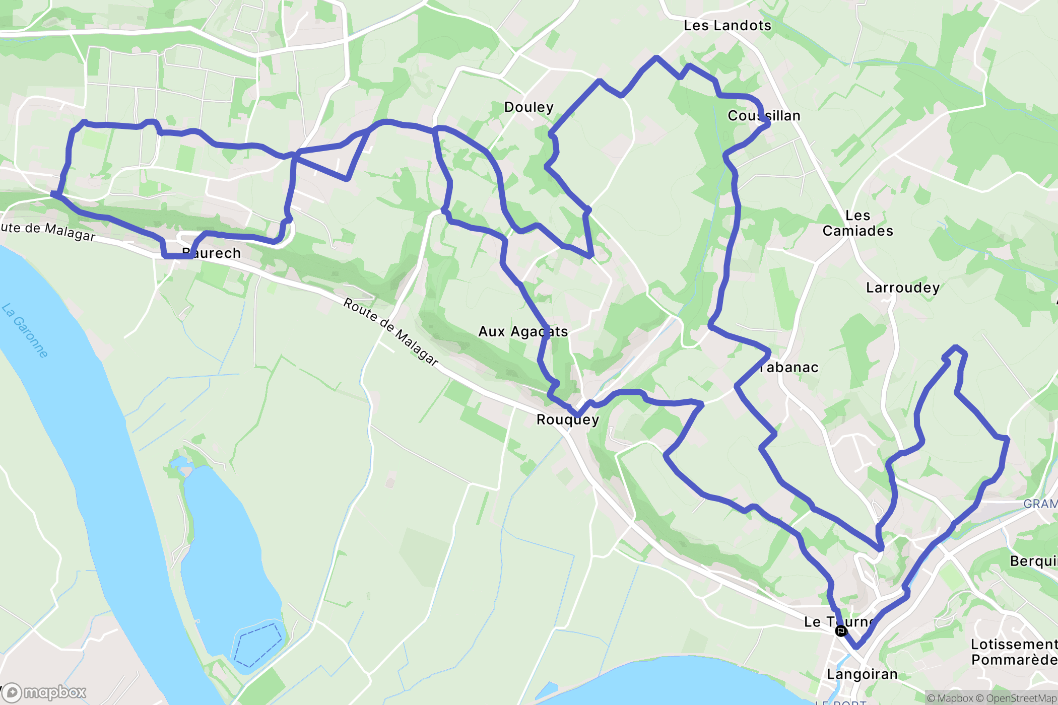 Le Tourné : carte du parcours de randonnée - France