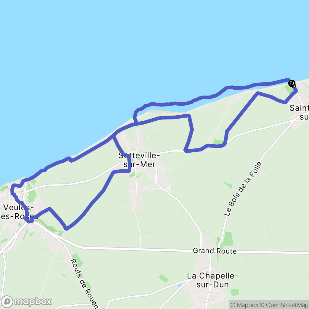 Saint-Aubin-sur-Mer : carte du parcours de randonnée - France