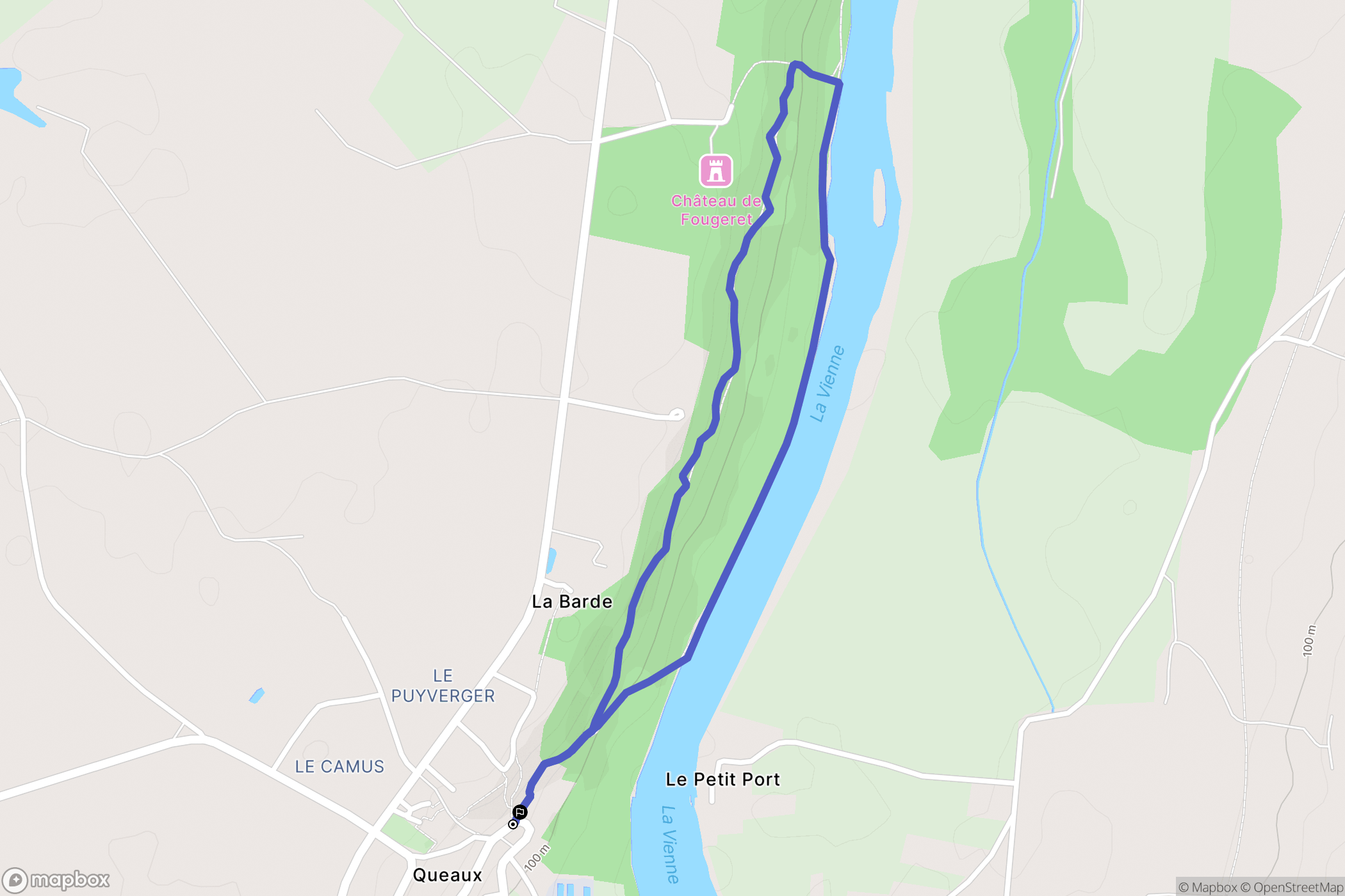 Queaux : carte du parcours de randonnée - France