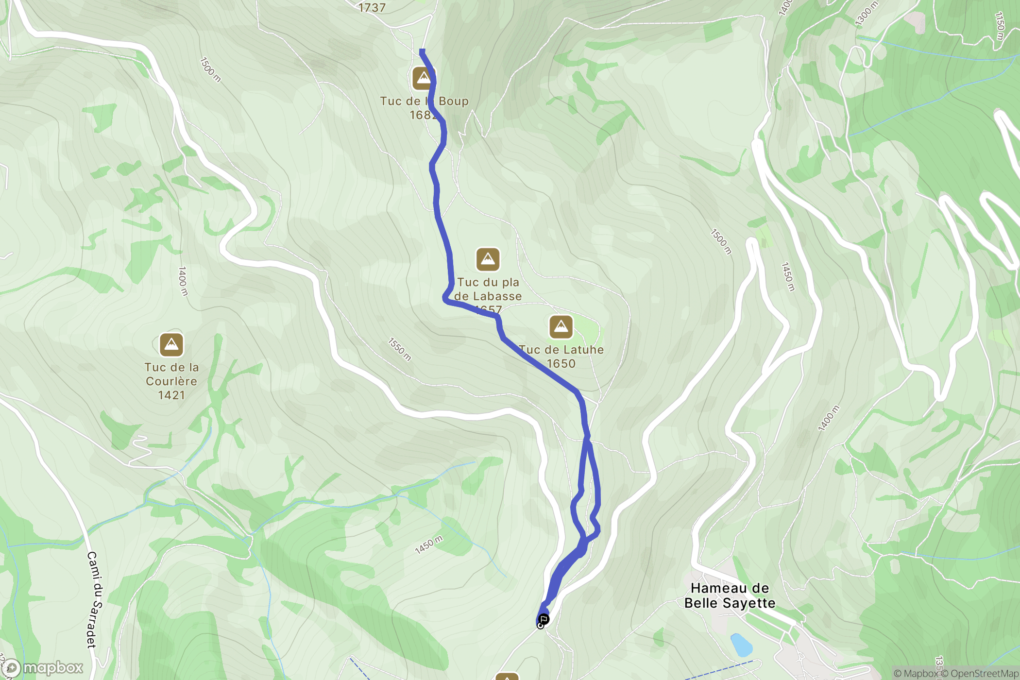 Génos : carte du parcours de randonnée - France