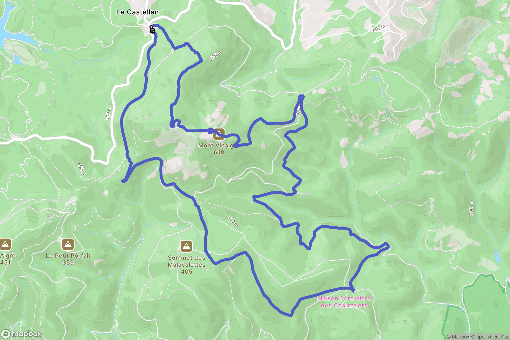 Les Adrets-de-l'Estérel : carte du parcours de randonnée - France