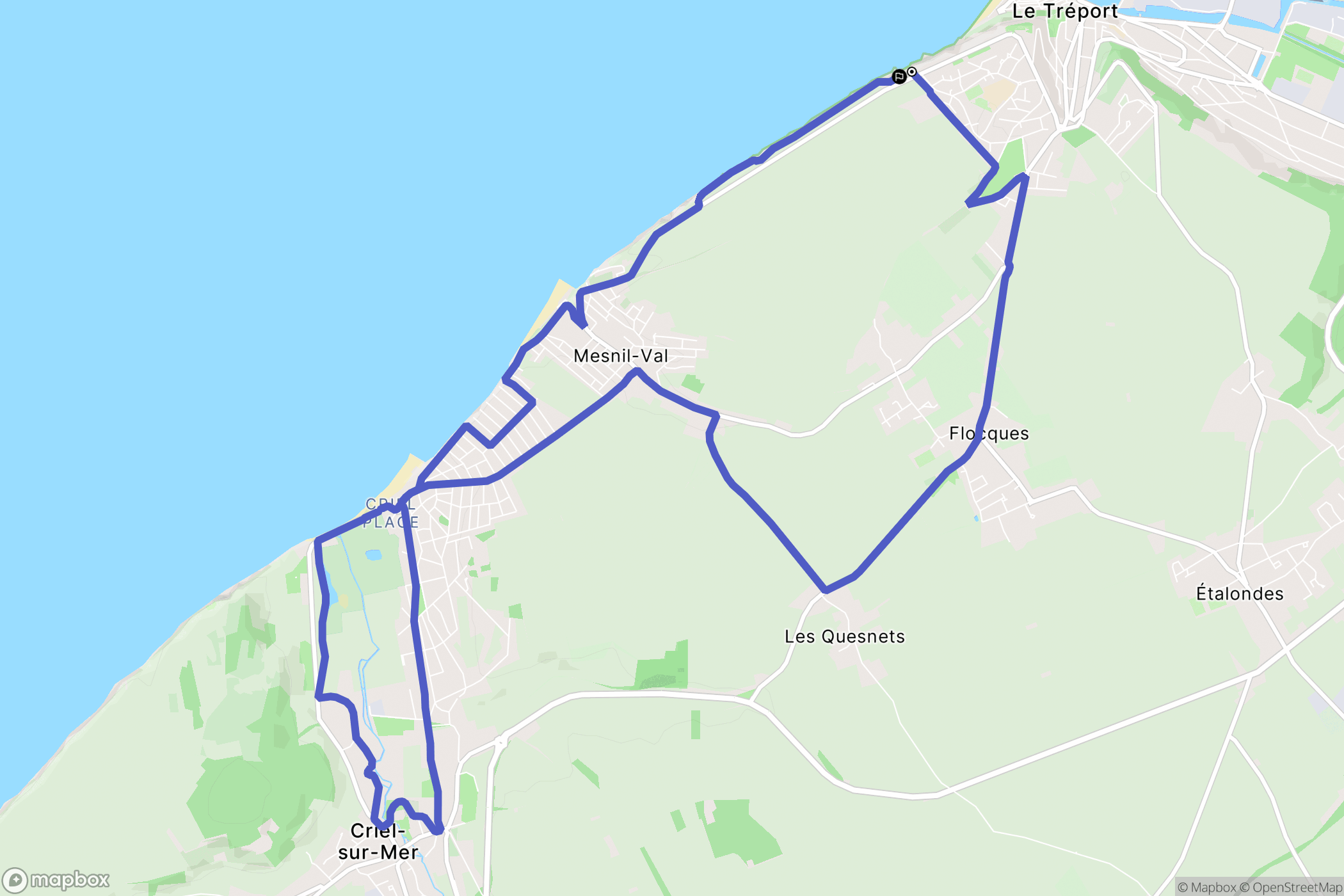 Le Tréport : carte du parcours de randonnée - France