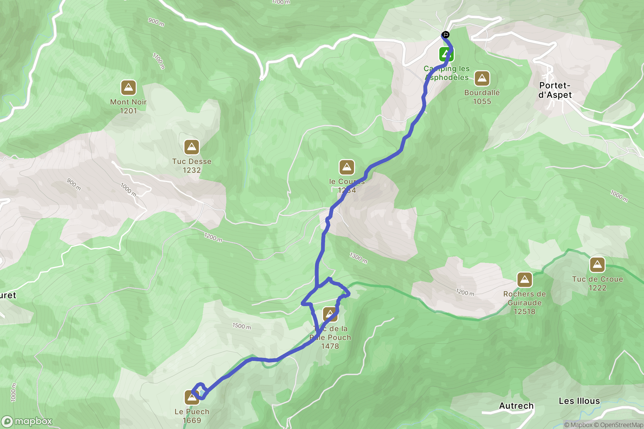 Portet-d'Aspet : carte du parcours de randonnée - France