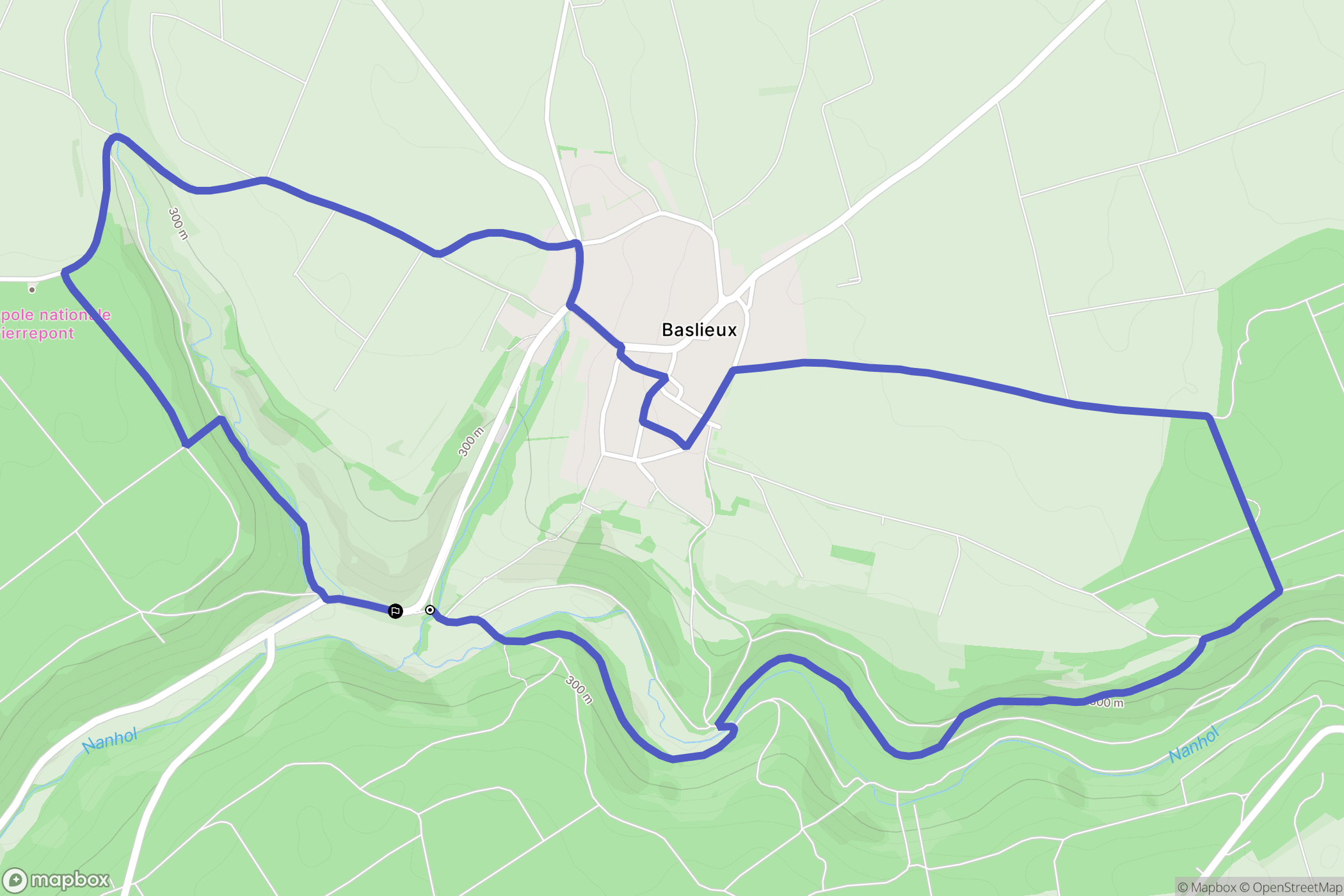 Baslieux : carte du parcours de randonnée - France