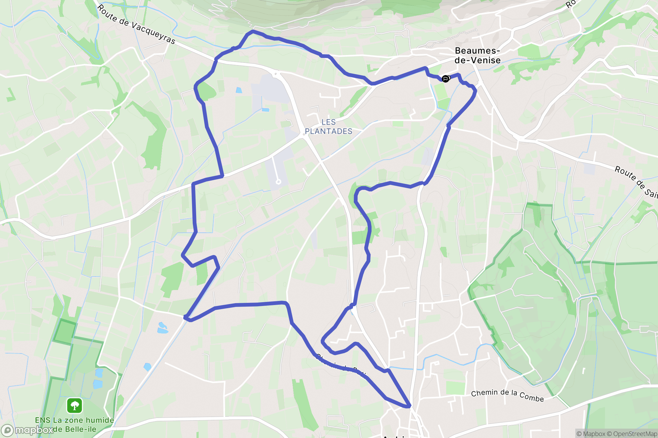 Beaumes de Venise : carte du parcours de randonnée - France
