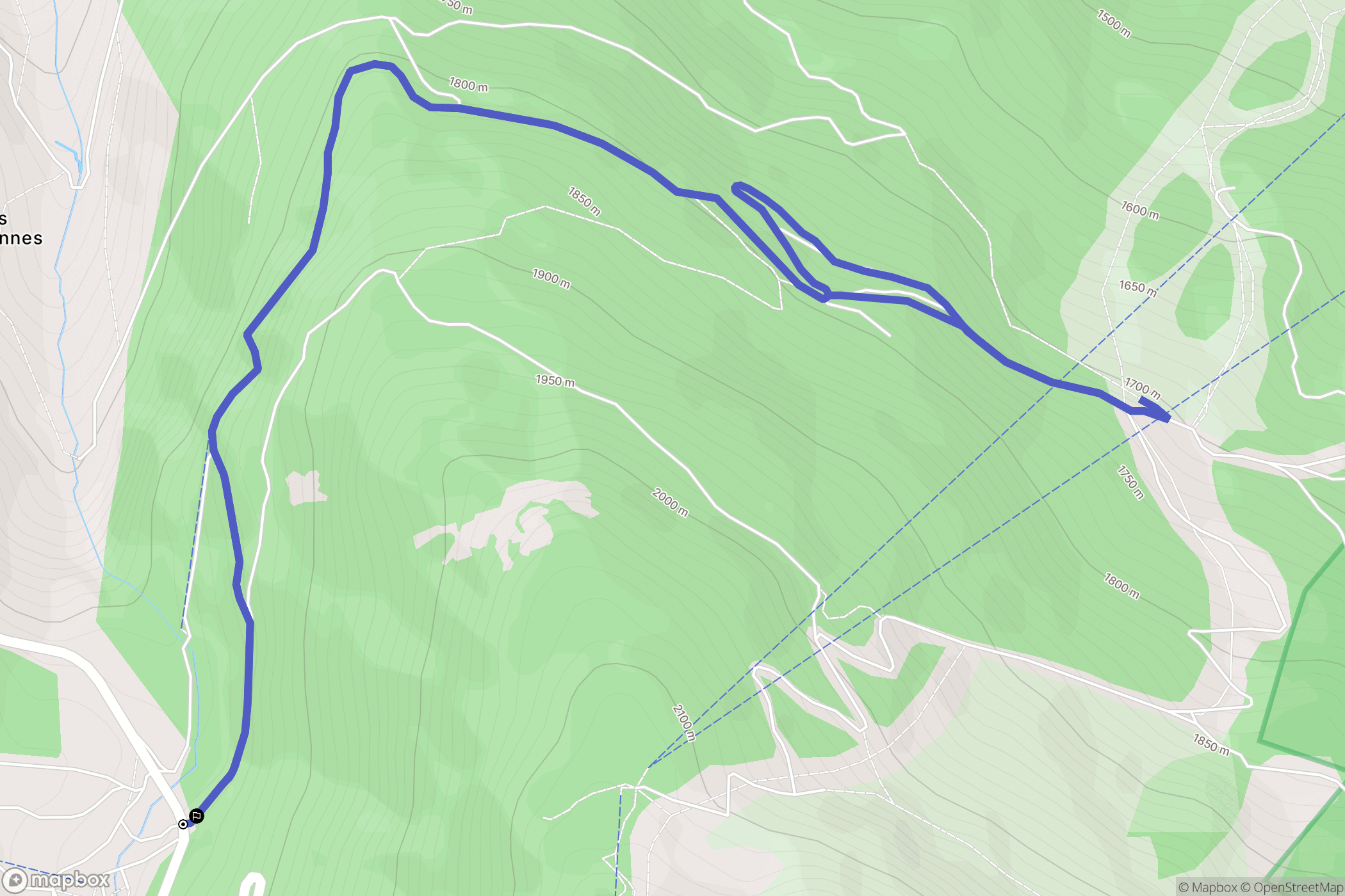 Les Arc 2000 : carte du parcours de randonnée - France