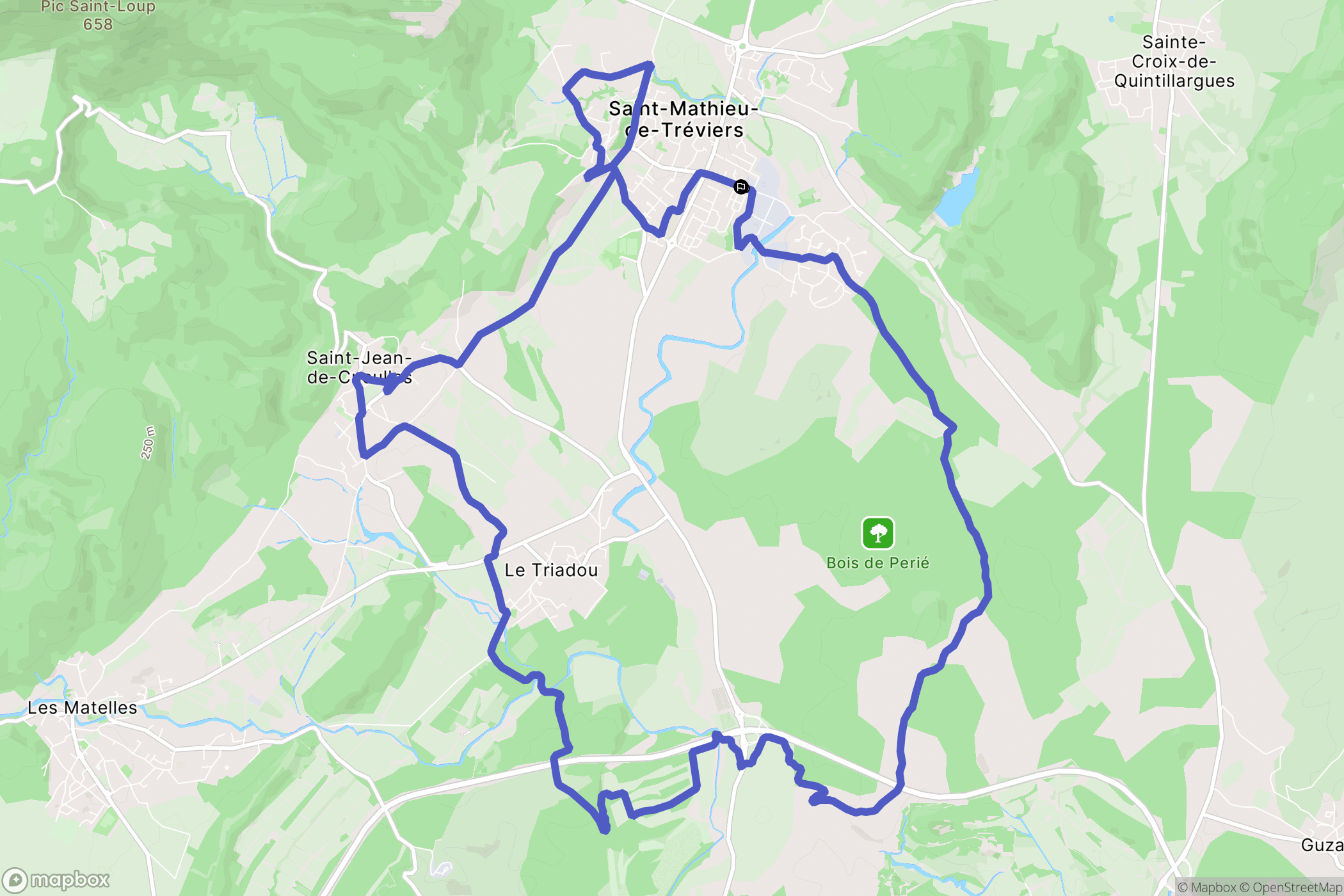 Saint Mathieu de Tréviers : carte du parcours de randonnée - France