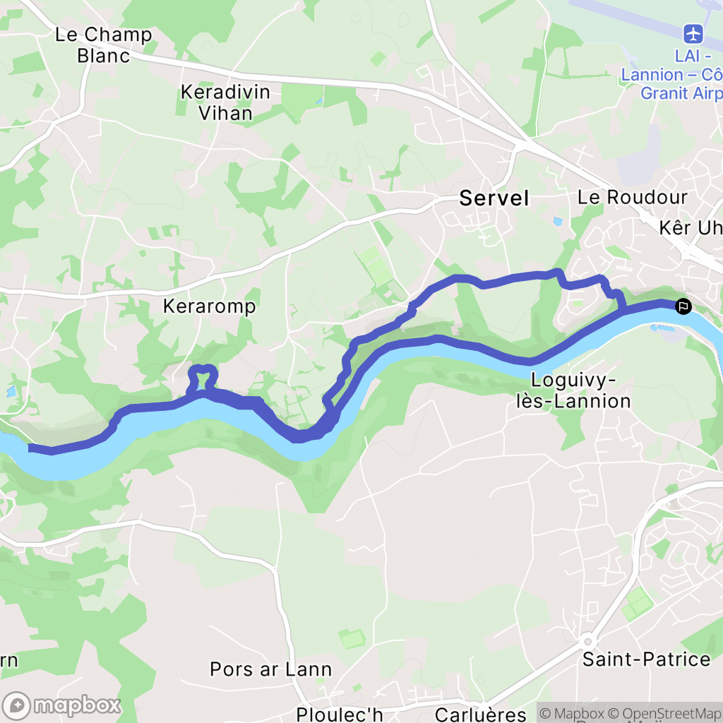 Lannion : carte du parcours de randonnée - France