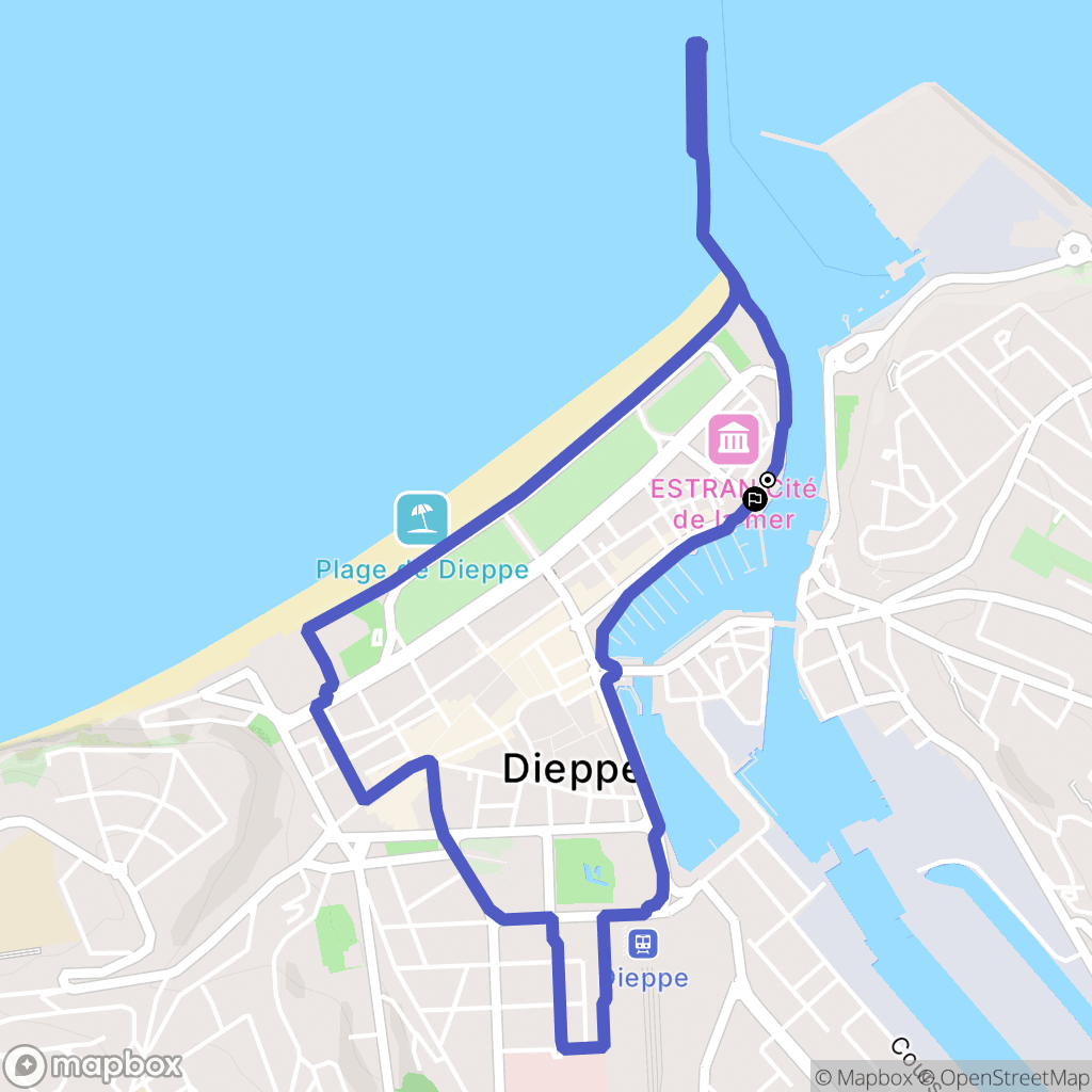 Dieppe : carte du parcours de randonnée - France