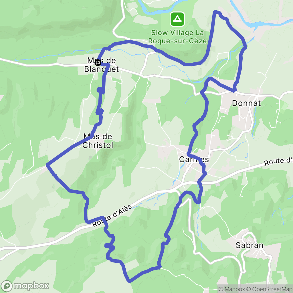 Saint-André-d'Olérargues : carte du parcours de randonnée - France