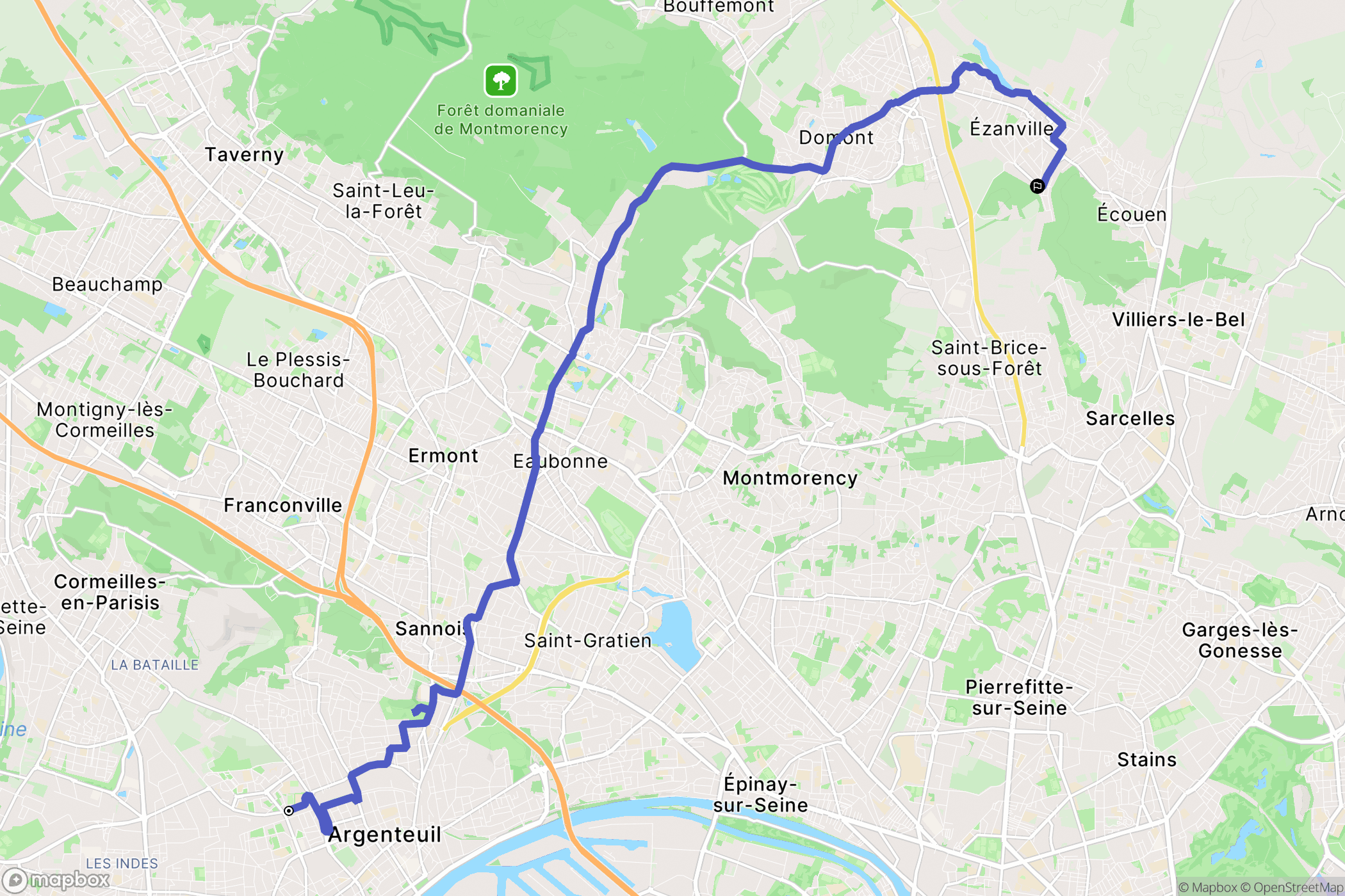 Argenteuil : carte du parcours de randonnée - France