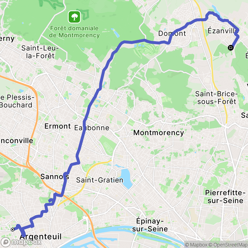 Argenteuil : carte du parcours de randonnée - France
