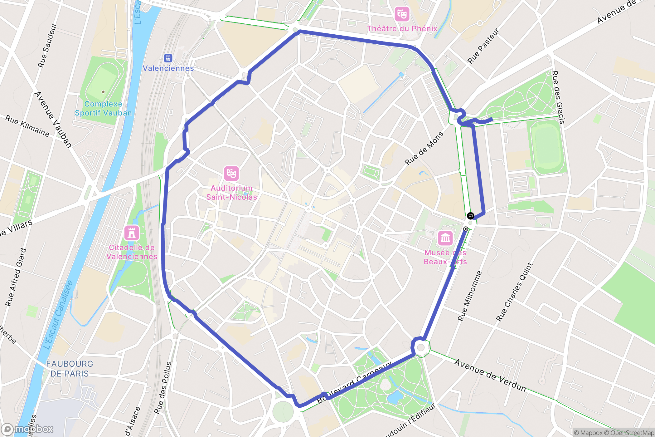 Valenciennes : carte du parcours de randonnée - France