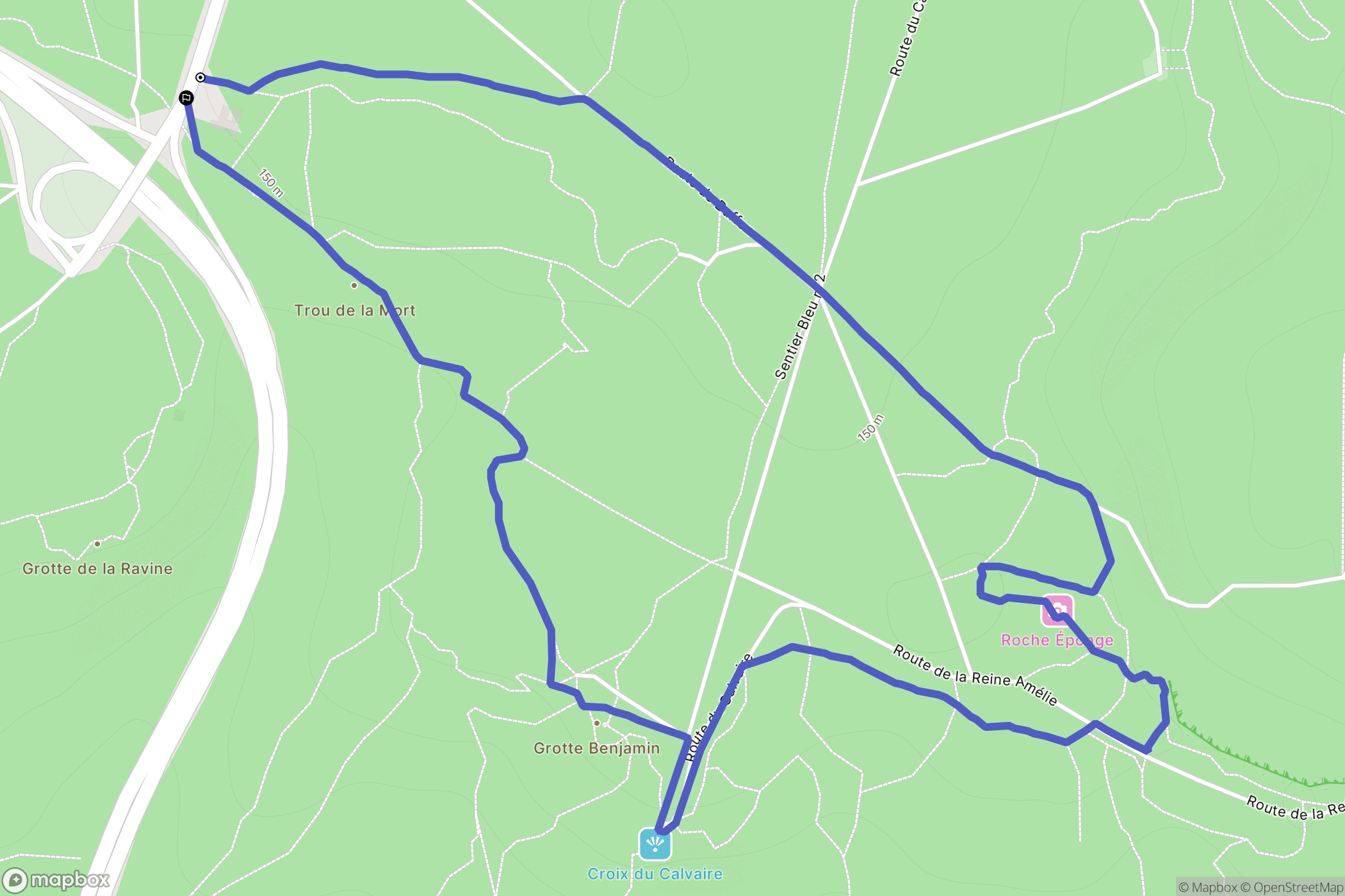 Fontainebleau : carte du parcours de randonnée - France