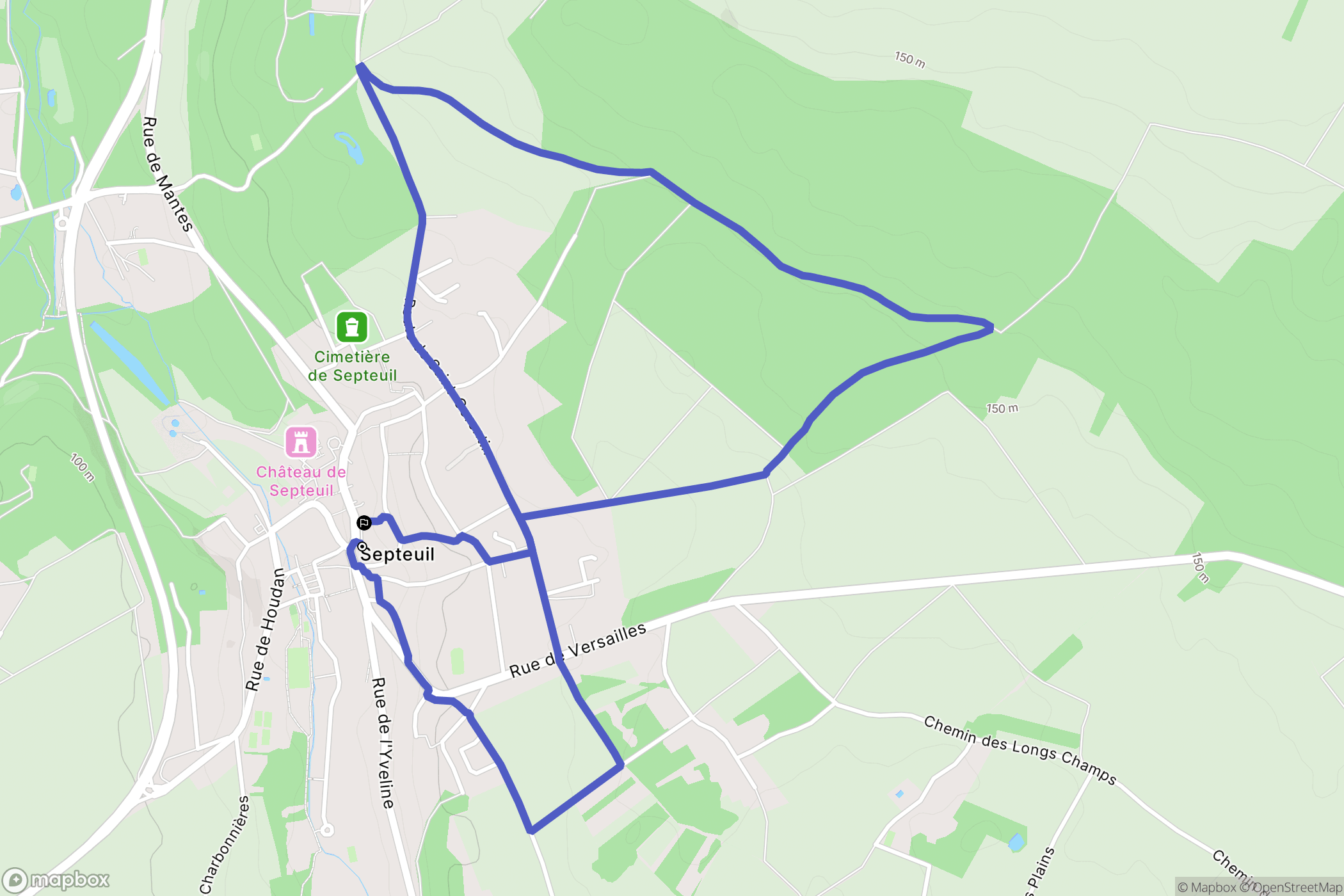 Septeuil : carte du parcours de randonnée - France