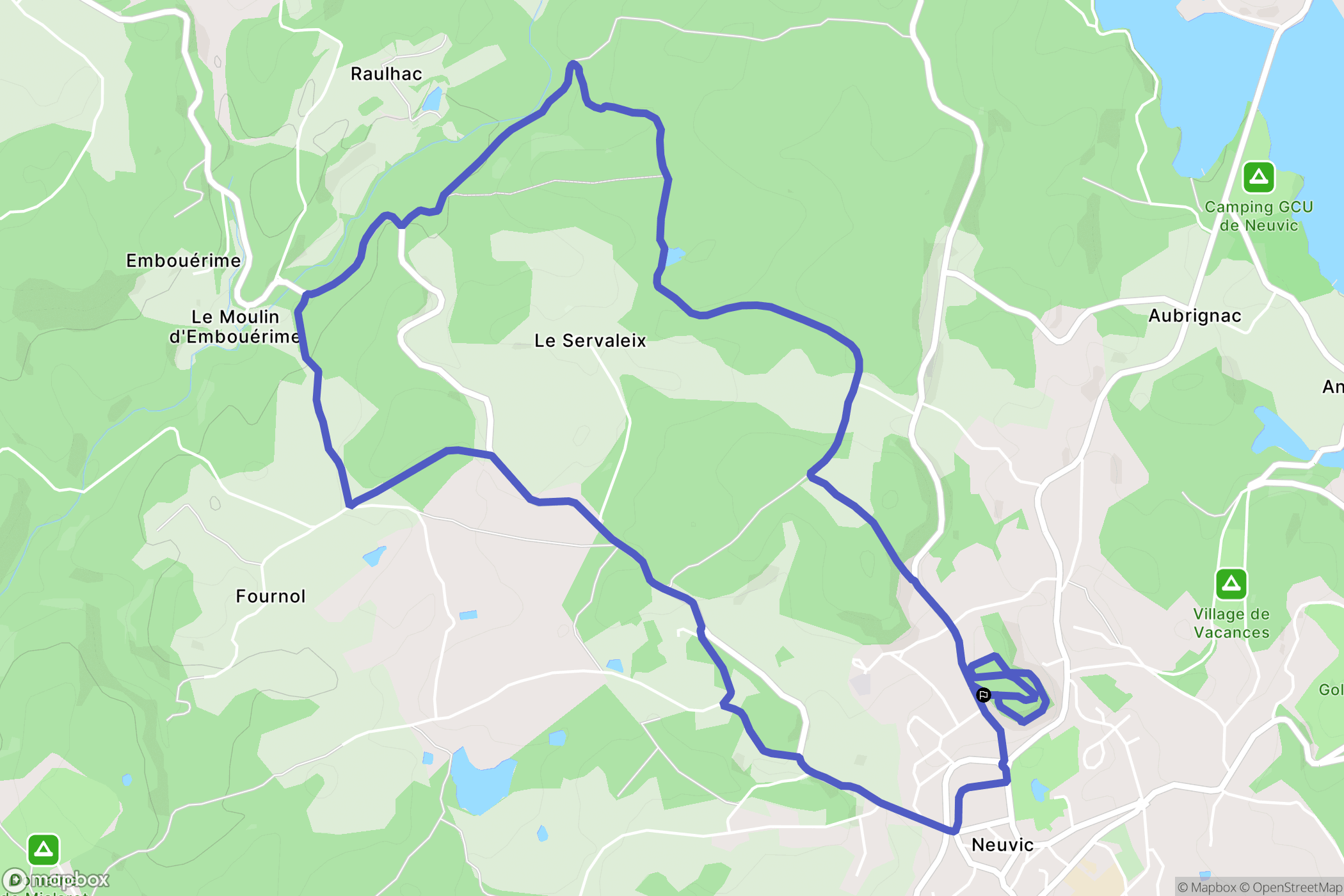 Neuvic : carte du parcours de randonnée - France