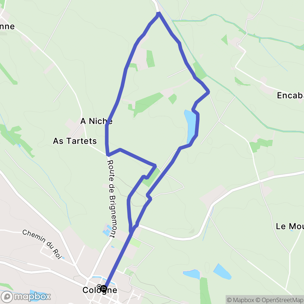 Cologne : carte du parcours de randonnée - France