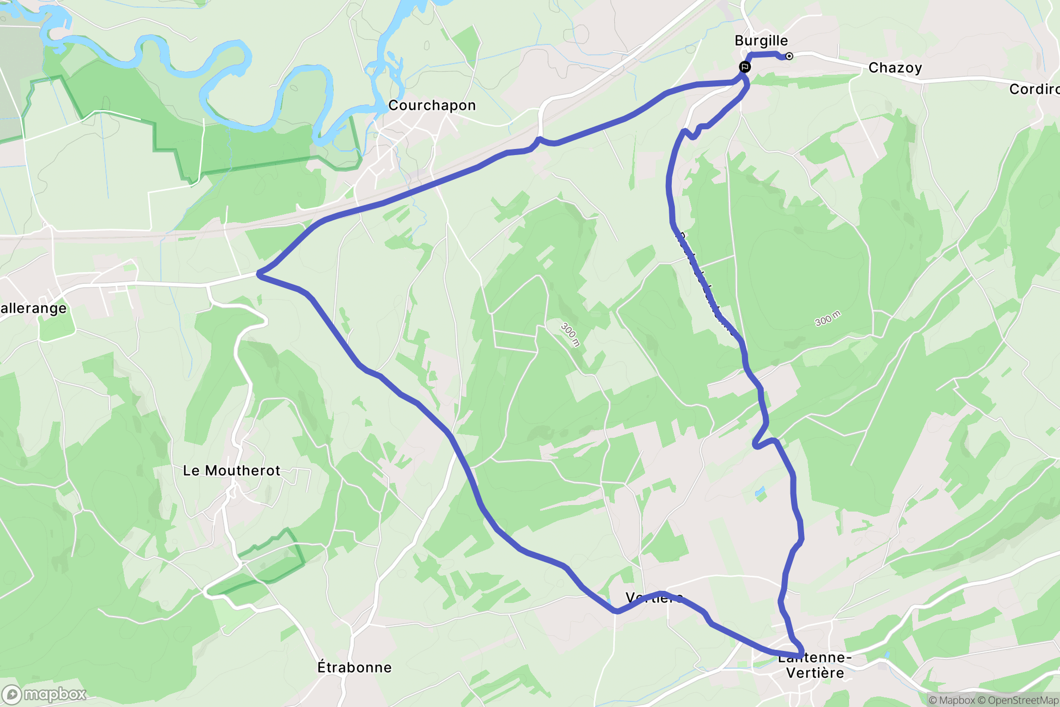 Burgille : carte du parcours de randonnée - France