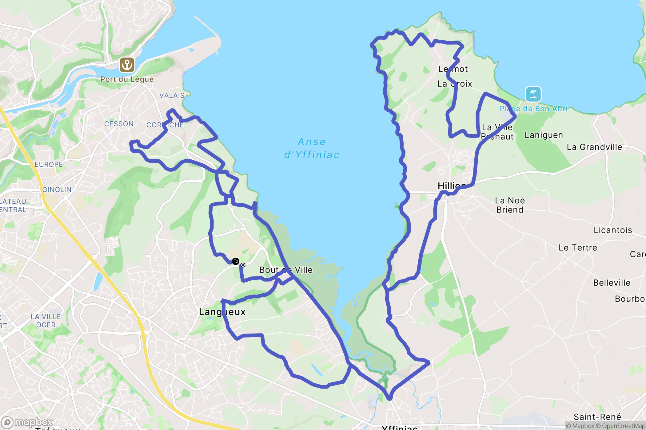 Langueux : carte du parcours de randonnée - France