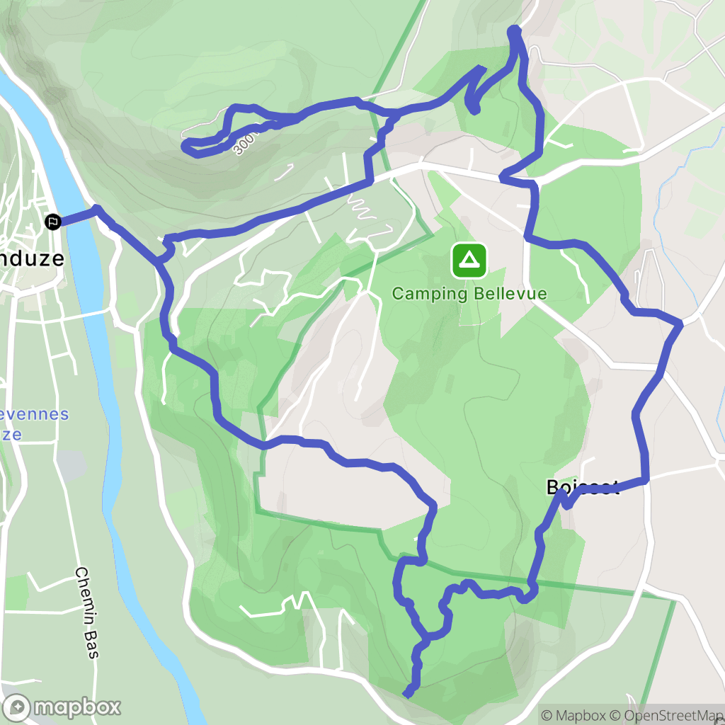 Anduze : carte du parcours de randonnée - France