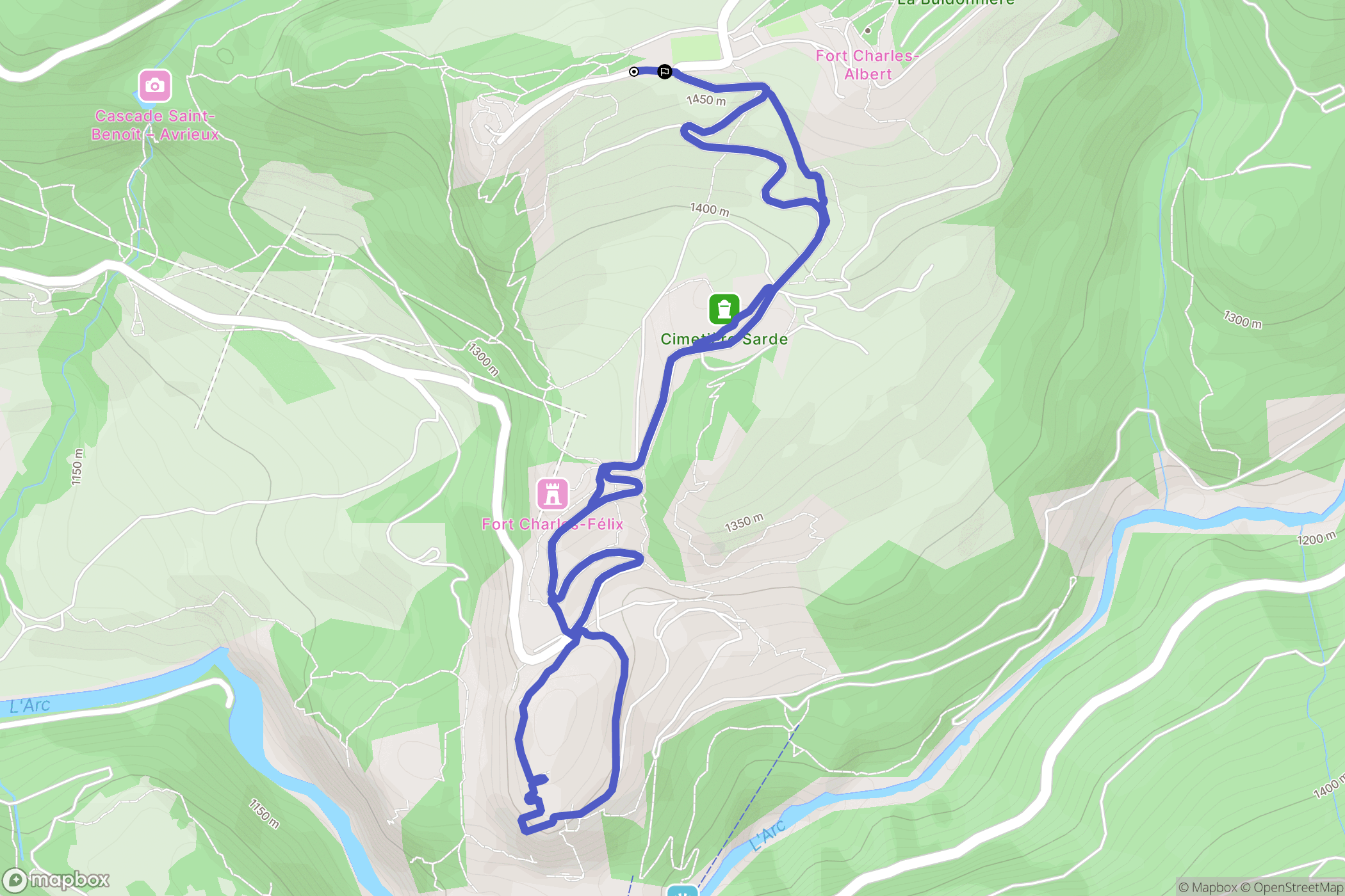 Aussois : carte du parcours de randonnée - France